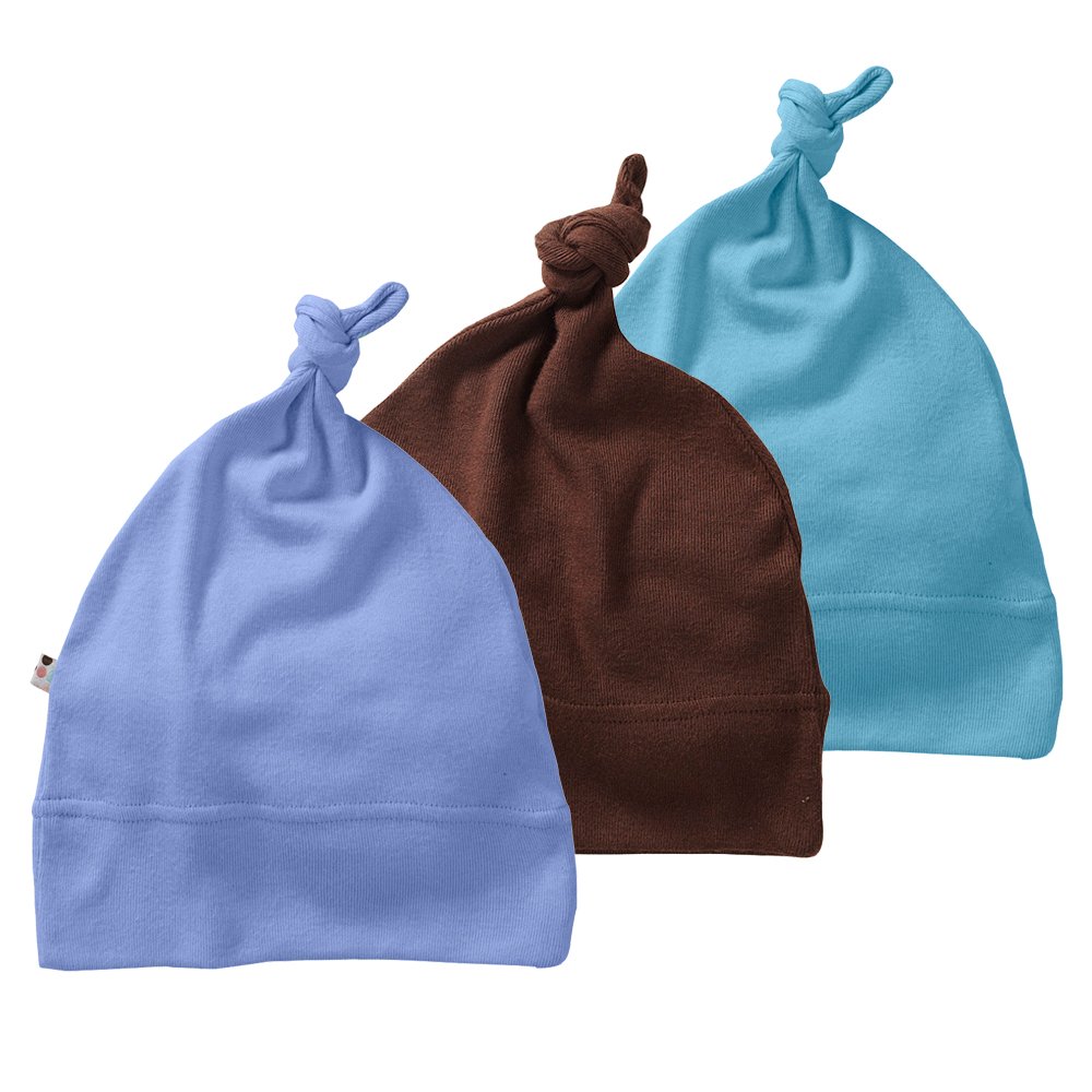 Babysoy Eco Essential 3-Piece Single Knot Beanie Set for Newborns & Infants - Soft Organic Cotton Hats for Boys & Girls - Perfect for Winter, Photoshoots & Gifts