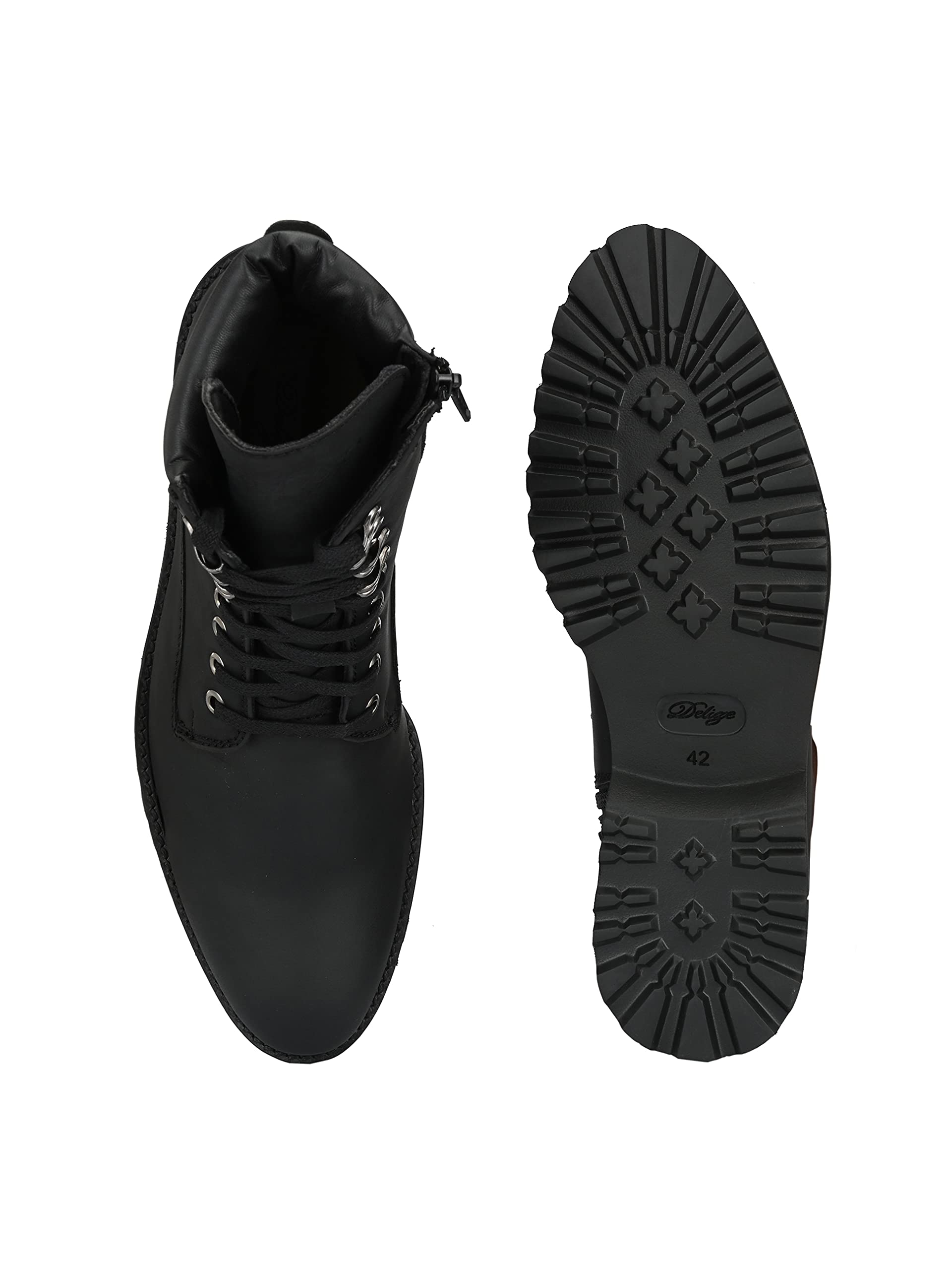 Delize Men's Lightweight Black Derby Boots - Comfortable & Stylish for Casual Wear, Office & Outdoor Activities