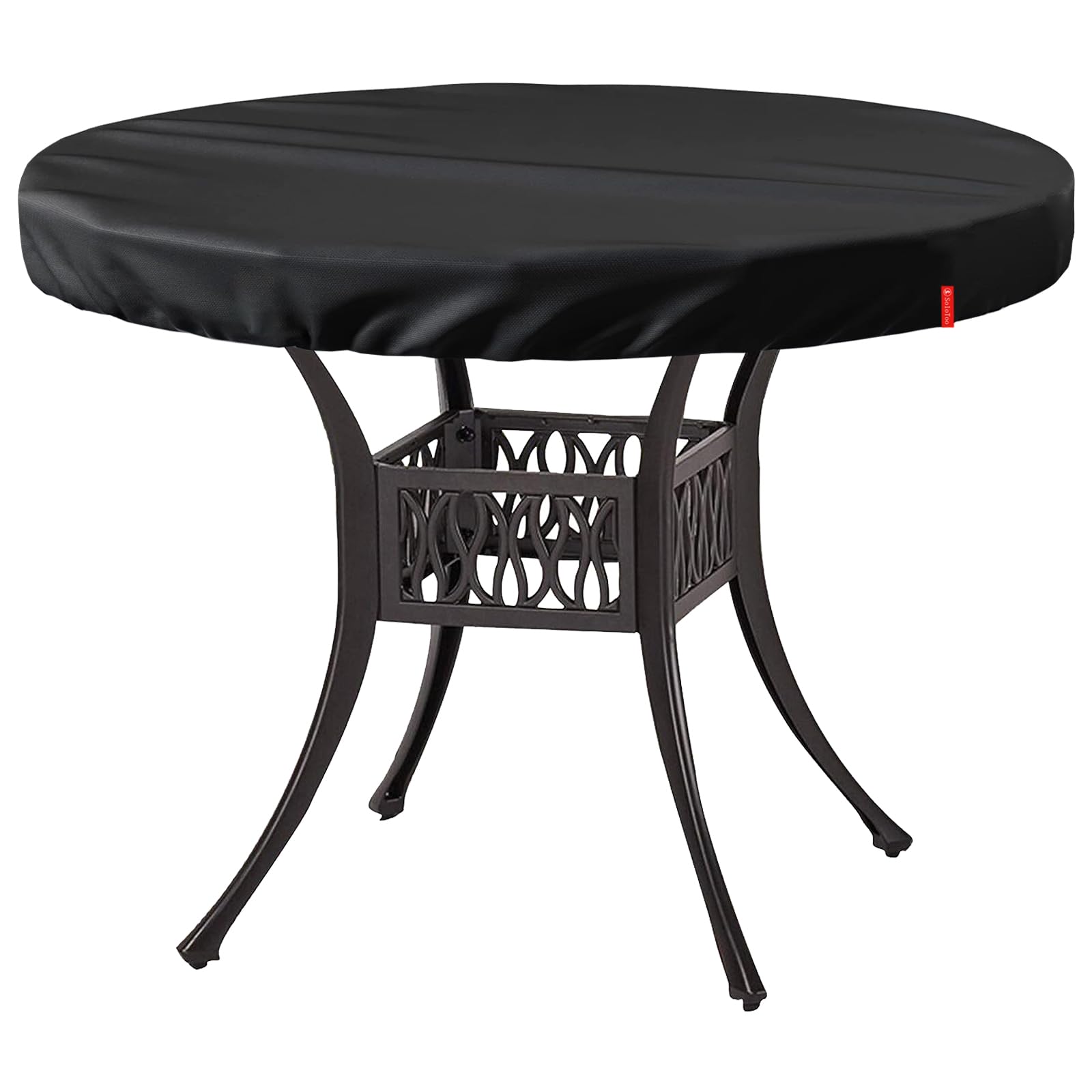 Waterproof & UV-Resistant Round Outdoor Table Cover - Fits 48 Inch Patio Furniture, Durable All-Weather Protection for Garden, Deck, Poolside (Black)