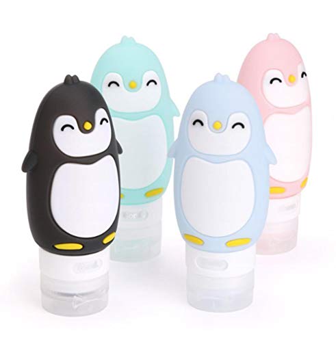 Aovie 4-Piece Silicone Travel Bottles Set - Squeezable, Refillable Leakproof Containers for Toiletries, Cosmetics, Shampoo & Liquids - BPA Free, Wide Mouth, Screw Top - Perfect for Air Travel, Gym, Camping & Vacation Essentials