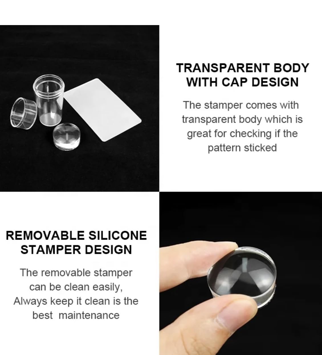 Jelly Silicone Nail Stamper for French Nails - Transparent Nail Art Stamping Kit with Scraper - DIY Manicure Tool for Salon & Home Nail Designs