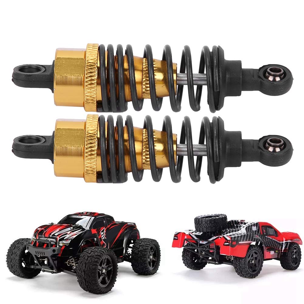 Drfeify 1/10 Scale RC Car Metal Shock Absorber - 2pcs 68mm Gold Shock Dampers for Off-Road RC Trucks & Crawlers - Heavy Duty Suspension Upgrade for Traxxas, Redcat, Axial RC Vehicles