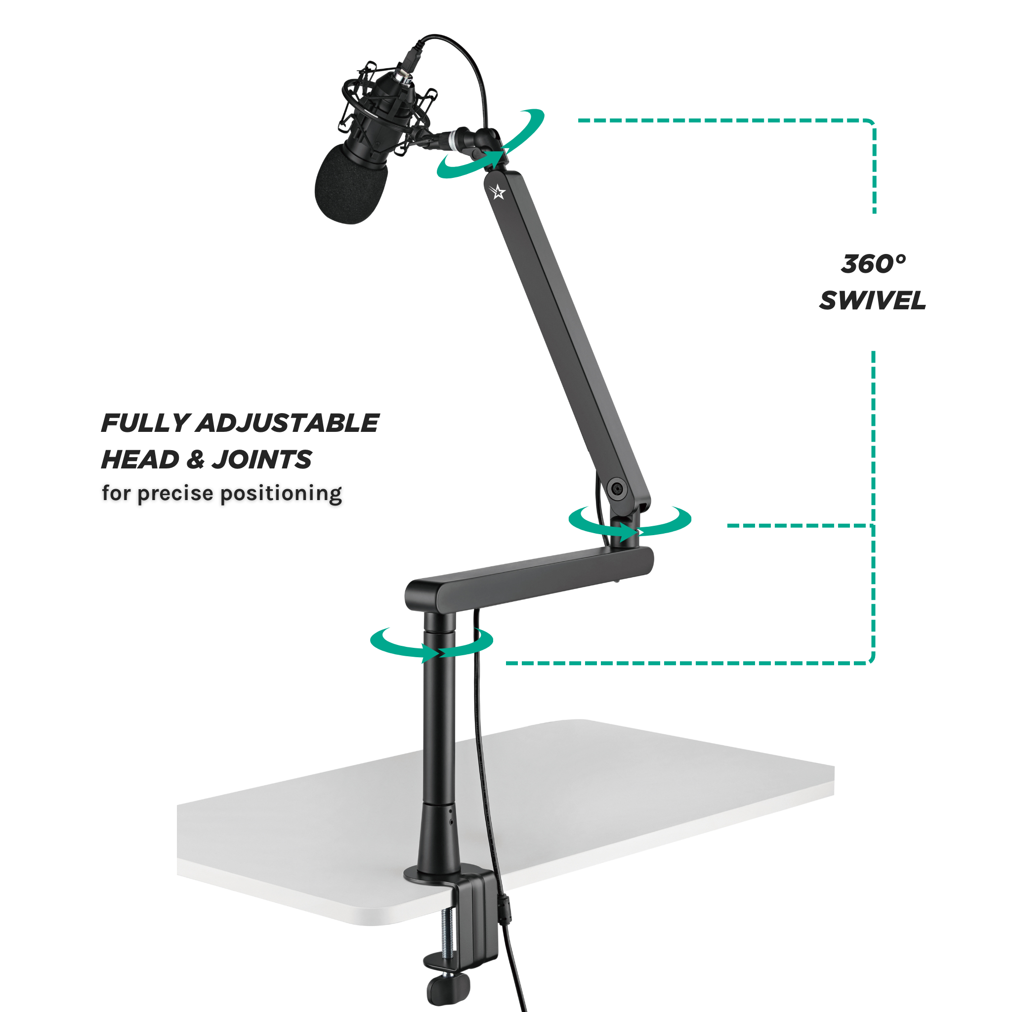 Glide Low Profile Microphone Arm - Adjustable Studio Boom Stand for Podcasting, Streaming & Voice Recording | Perfect for Home Studios & Content Creators