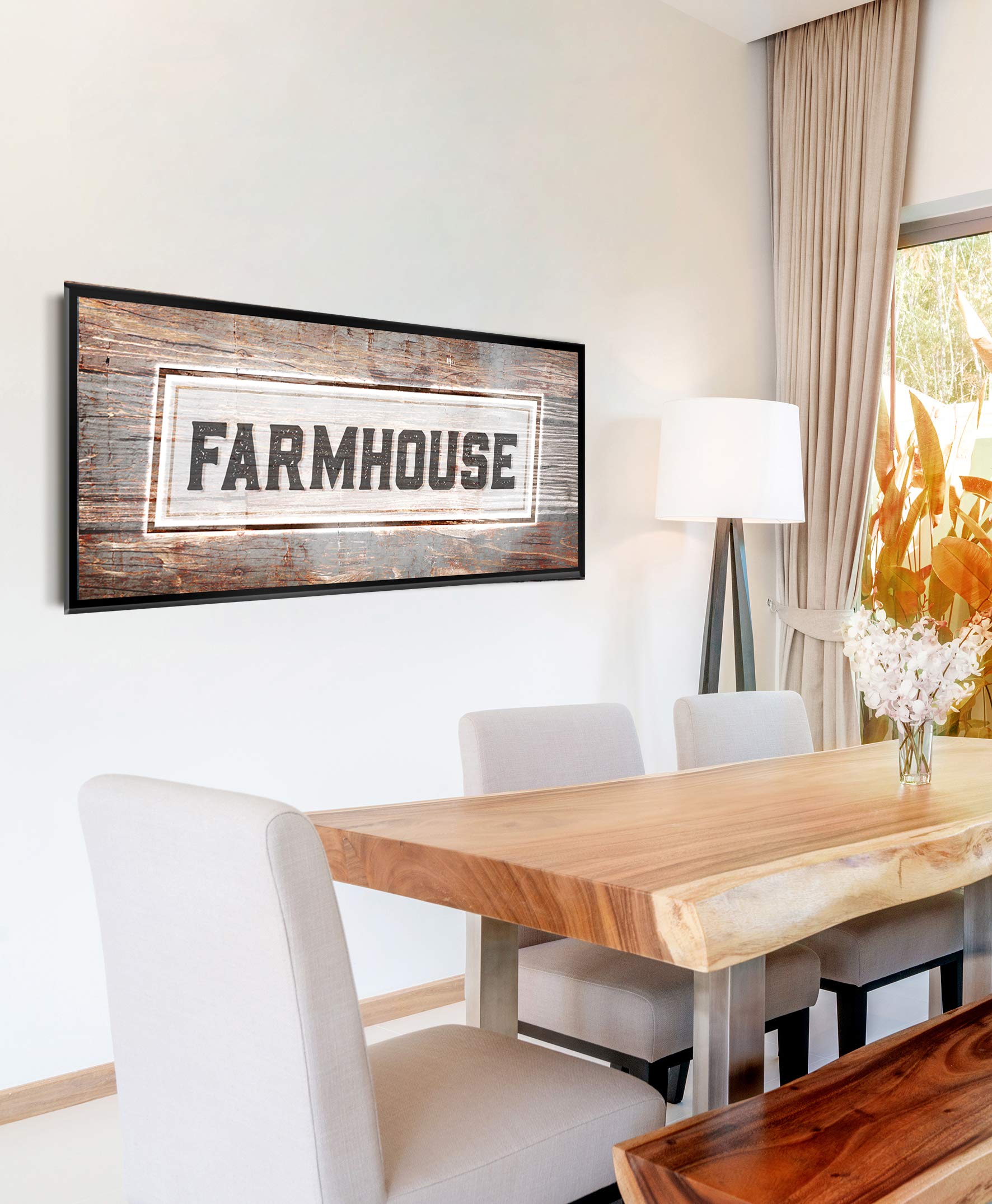 Farmhouse Wall Art with Black Floating Frame - 42x19 Large Canvas Wall Decor for Living Room, Entryway & Front Door - Perfect Housewarming Gift & Home Décor