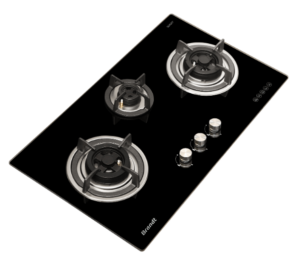 Brandt TG2293BBL 3 Burner Gas Stove Top - High Efficiency Stainless Steel Cooktop for Home Kitchen | Perfect for Boiling, Frying & Simmering