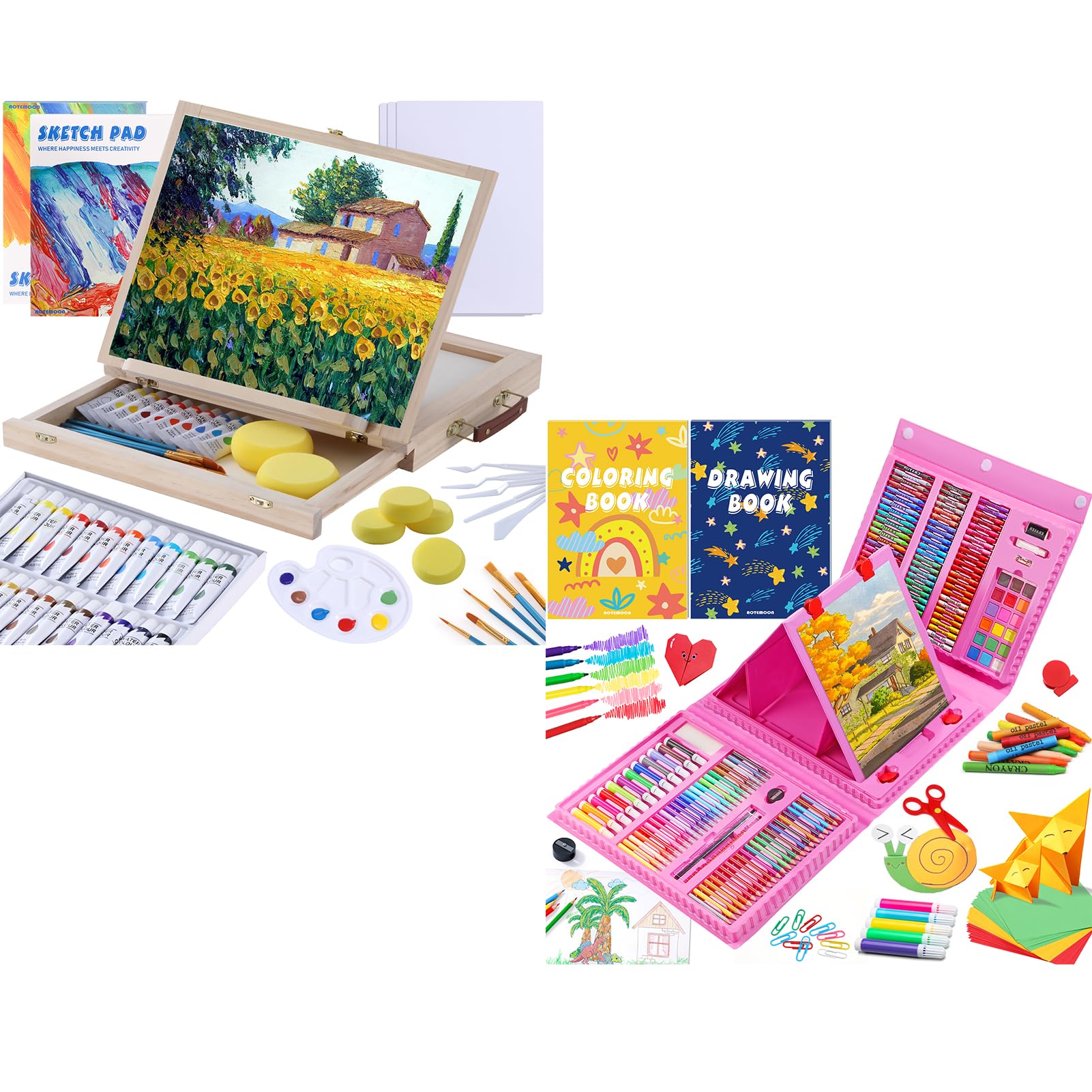 Premium AOTEMOON Kids Watercolor Painting Set - 48 Vibrant Colors with Brushes & Sketchbook | Complete Art Supplies Kit for Beginners, Teens & Aspiring Artists | Perfect Gift for Drawing, School Projects & Creative DIY Crafts