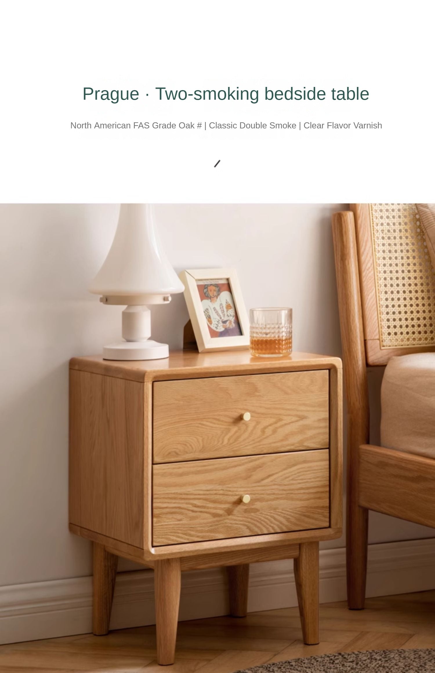 Solid Wood Nightstand - Beech or Oak Bedside Table for Bedroom, Modern & Rustic Home Decor, Durable and Stylish Storage Solution