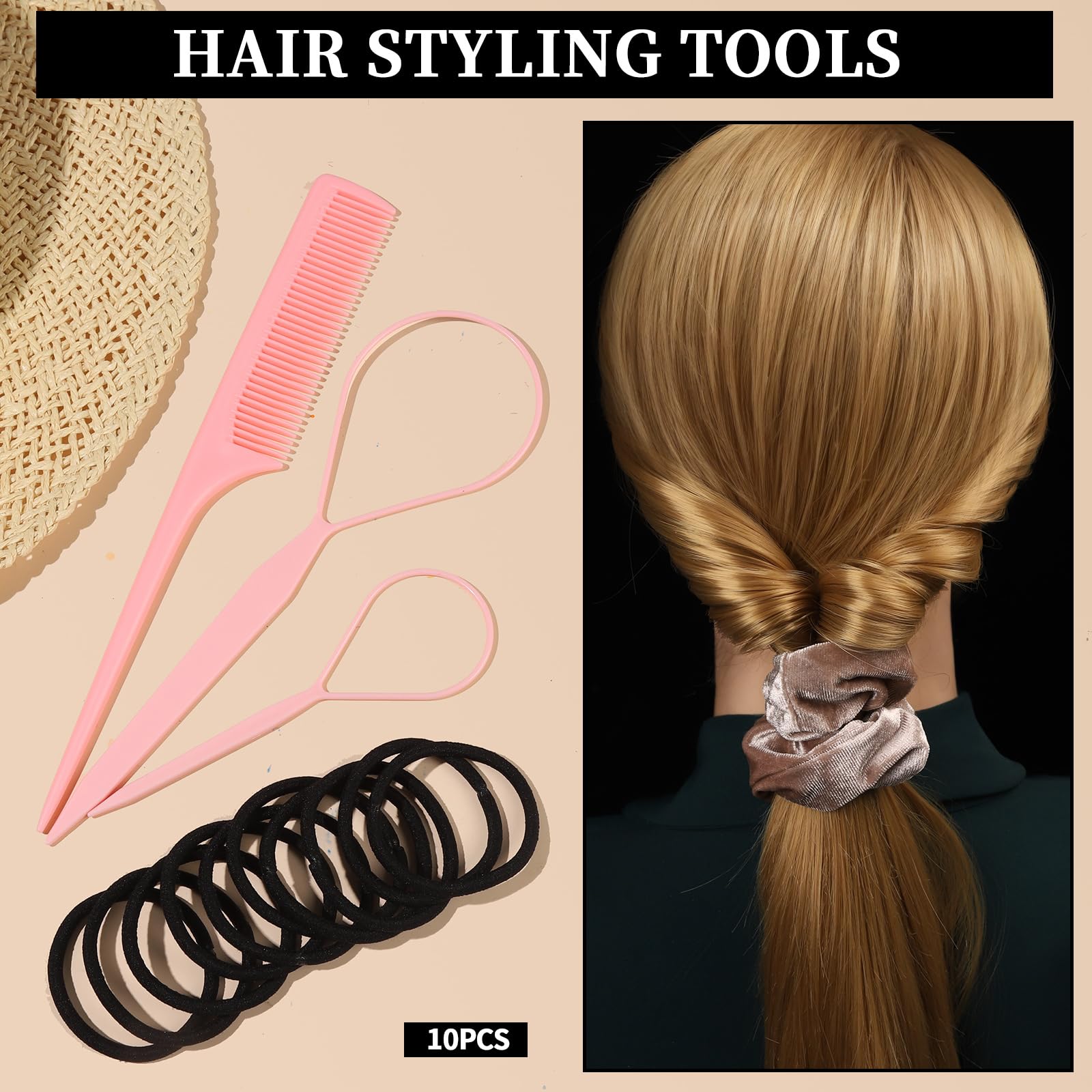 FANDAMEI Hair Ties Kit - 50 Pcs Velvet Scrunchies, Elastic Rubber Bands, Seamless Hair Ties, Hair Clips & Bobby Pins for Women - Perfect for Daily Styling, Workouts, Parties & Hair Accessories Organization