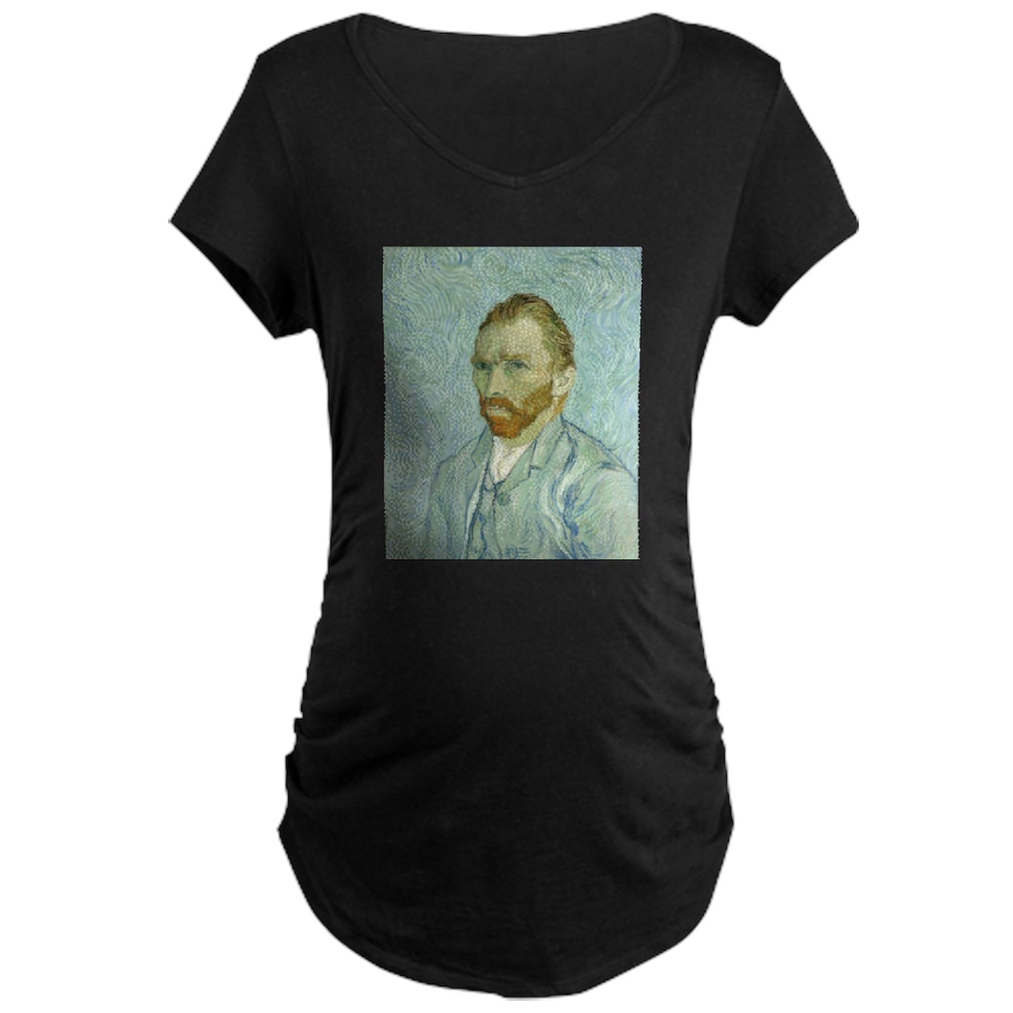 Vincent Van Gogh Irises Maternity T-Shirt for Women - Dark Ruched Side Tee for Pregnancy Comfort | Perfect for Maternity Photos, Casual Wear & Baby Showers
