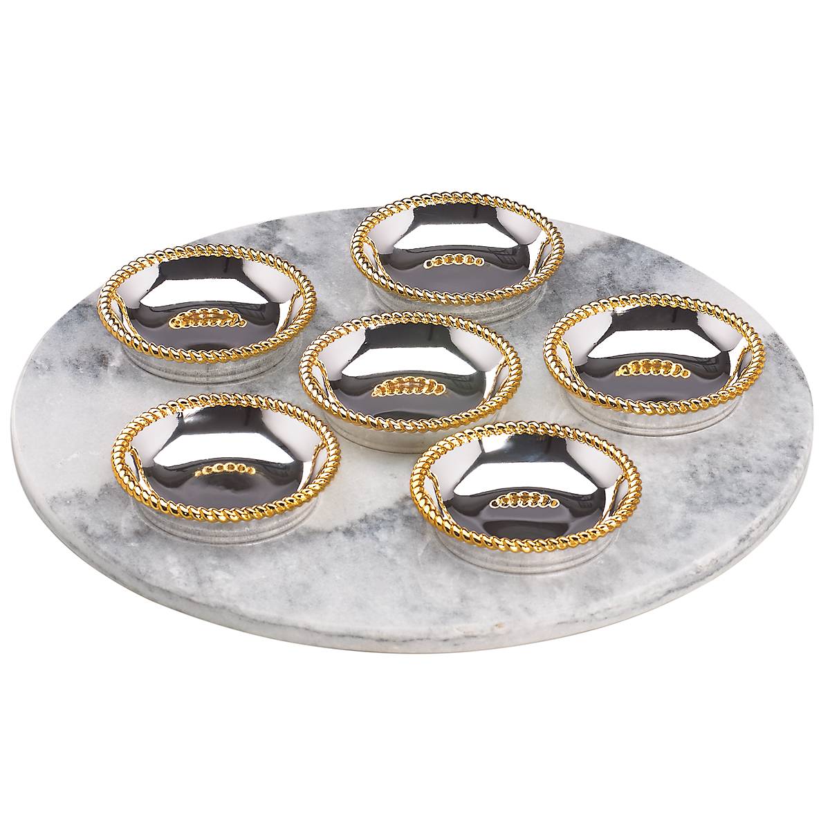 Roseland Seder Plates With Marble Slate - Elegant Passover Dinnerware Set for Jewish Holiday Celebrations & Family Gatherings