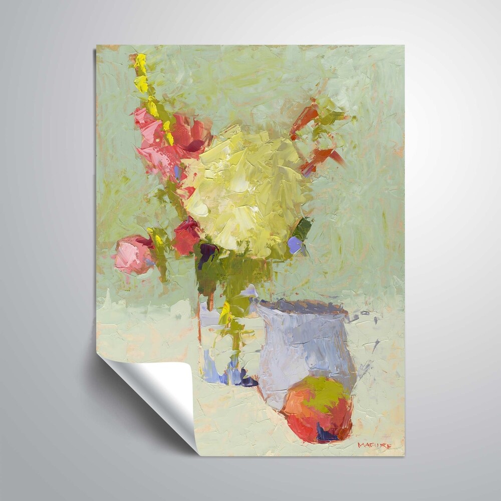 Blue Hydrangea Floral Wall Mural with Pitcher - Removable Peel and Stick Wallpaper - Perfect for Bedroom, Living Room & Nursery Decor
