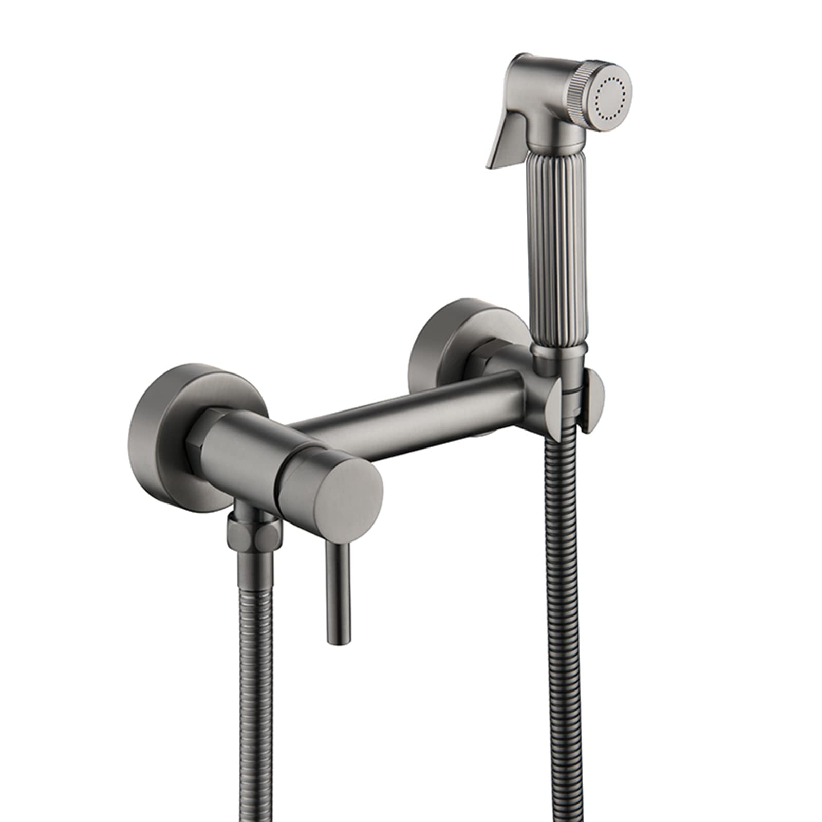 Brass Handheld Toilet Sprayer - Portable Bidet & Baby Cloth Diaper Cleaner with Hot/Cold Water Faucet Attachment | Easy Install Gray Sprayer for Feminine Hygiene, Travel & Home Use
