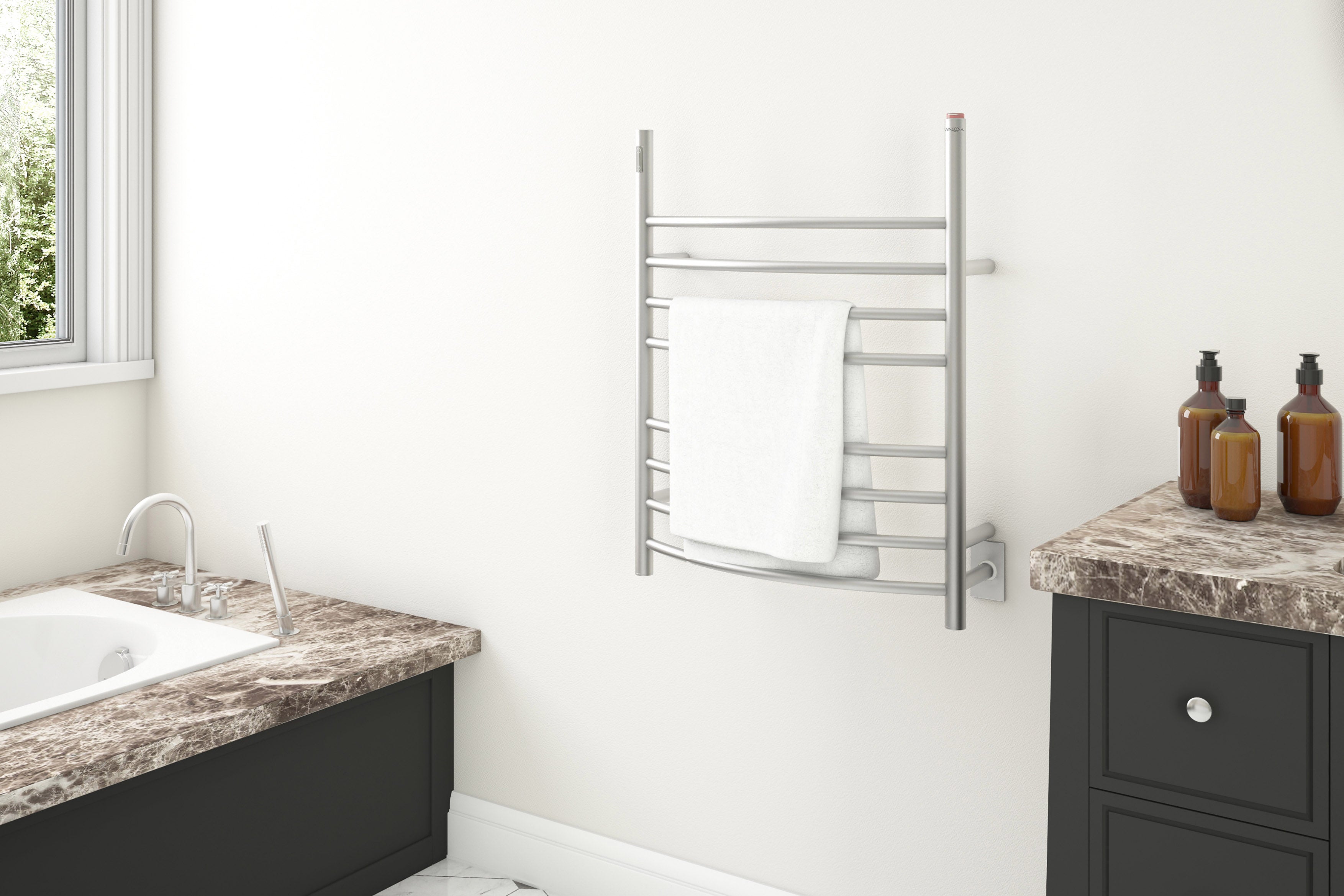 Premium 3-in-1 Imperia OBT 8 Bar Towel Warmer with Built-in Timer | Brushed Stainless Steel Design | Perfect for Spas, Salons & Luxury Bathrooms