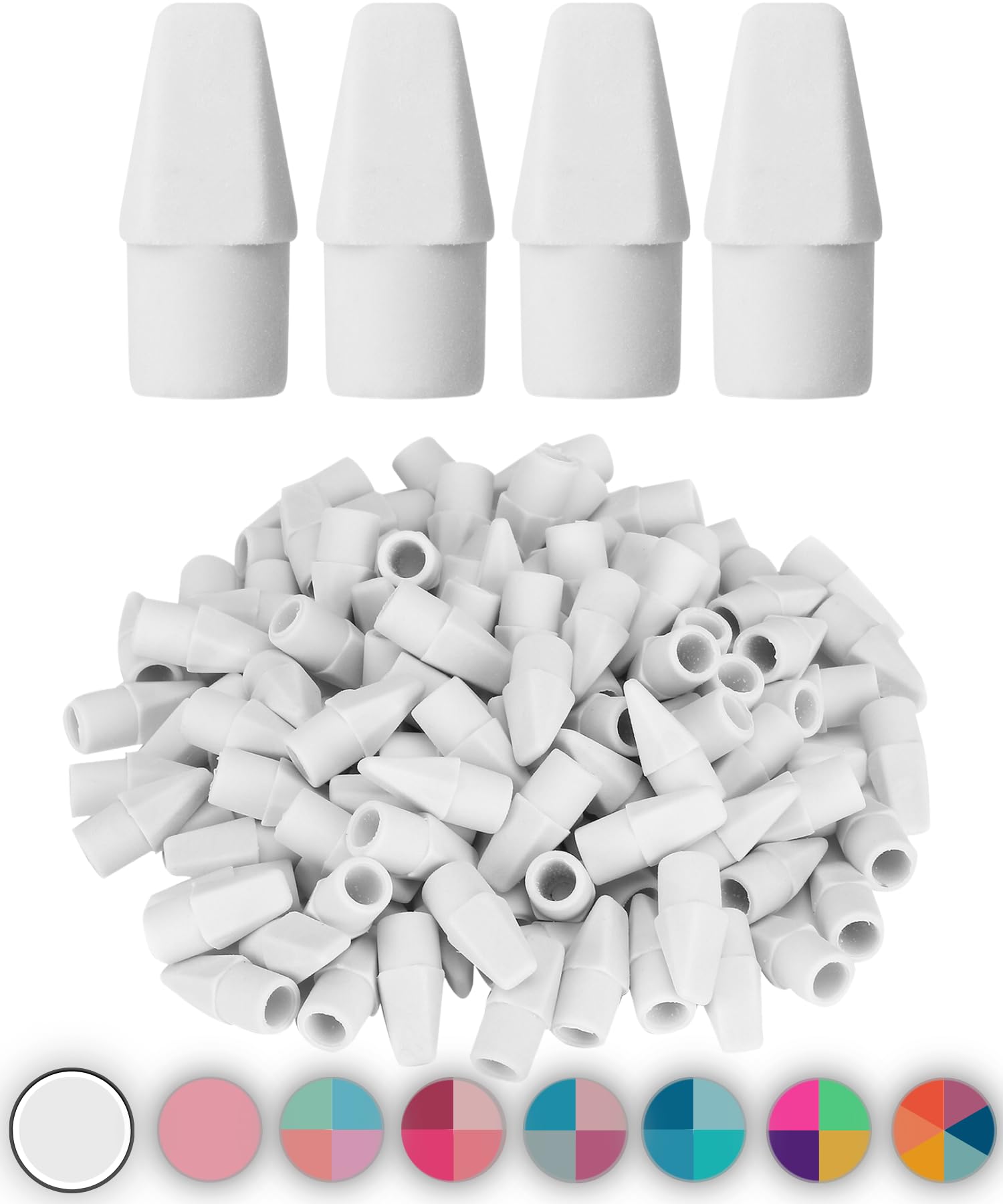 Mr. Pen White Pencil Erasers 120pc - Pencil Top Eraser Caps for School & Office