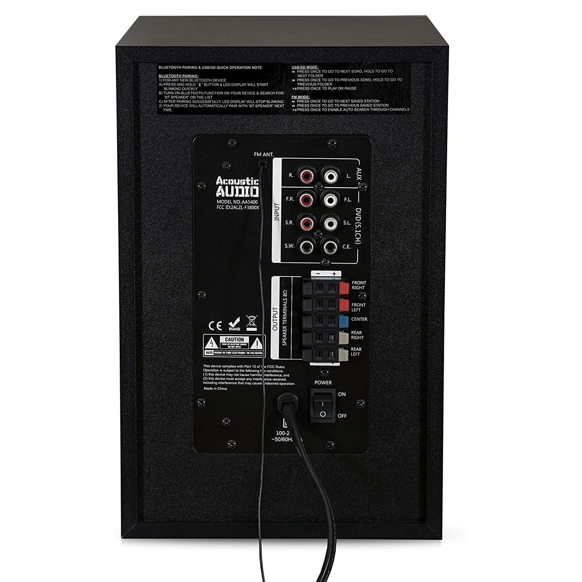 Goldwood AA5400 5.1 Channel Home Theater System with Subwoofer, 5 Wired Satellite Speakers, LED Display & Remote - Premium Surround Sound for Movies, Gaming & Music (Black) - Perfect for Living Rooms, Home Theaters & Entertainment Spaces