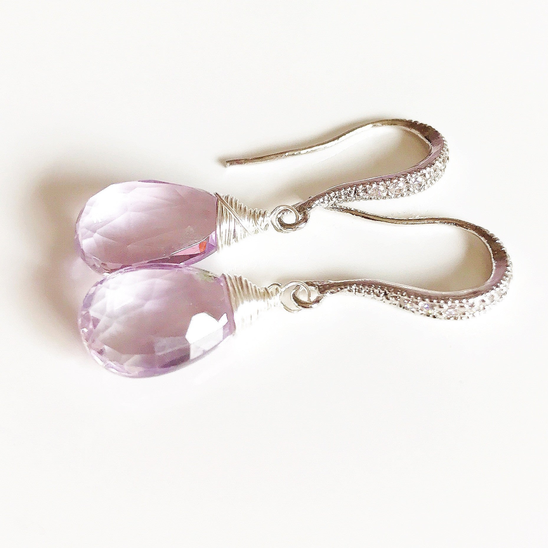 Nalani Pink Amethyst Earrings (E345) – Elegant Dangle Earrings for Women, Perfect for Weddings, Parties & Special Occasions