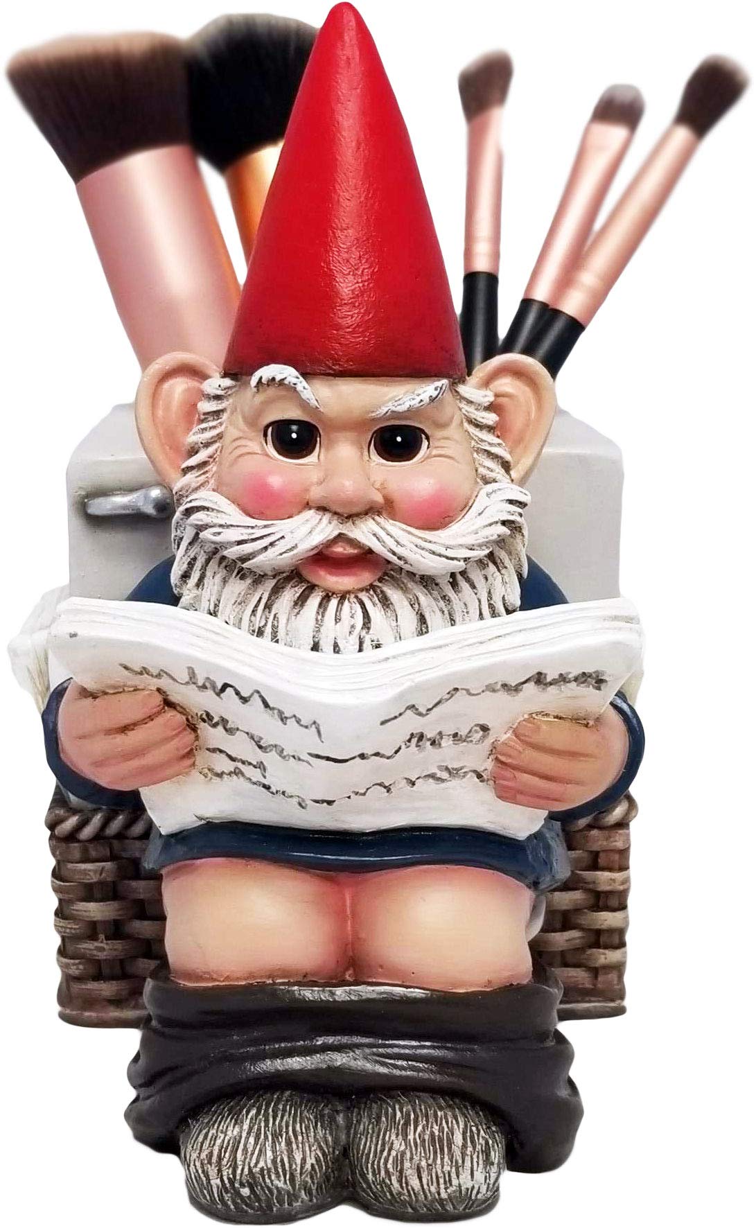 Serious Business Gnome on Throne Pen Holder - Unique Office Desk Organizer for Home & Office Workspace Decor