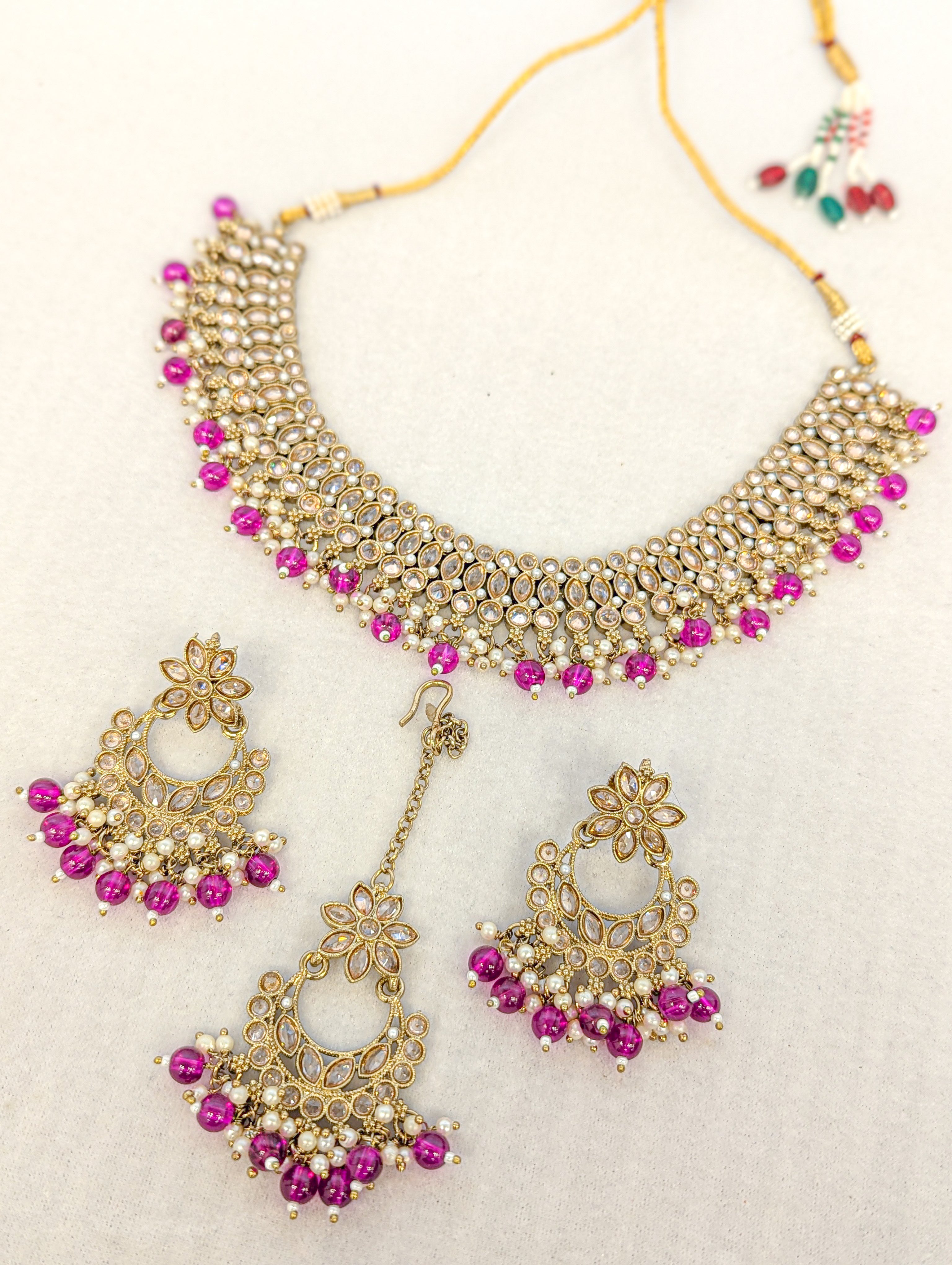 Trisha Polki Full Set Jewelry - Exquisite Handmade Necklace, Earrings & Bracelet Set for Women | Perfect for Weddings, Parties & Special Occasions