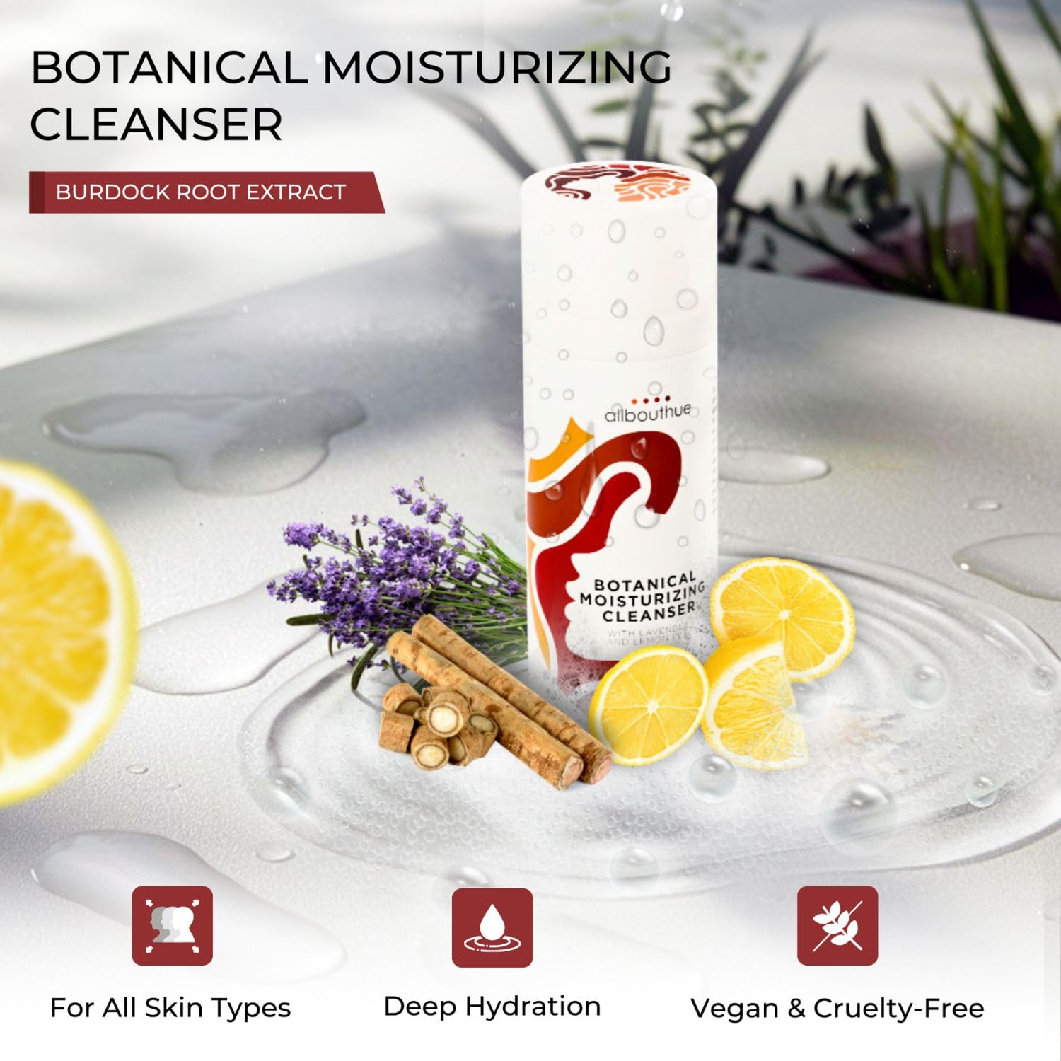 AllBoutHue Double Cleansing Hydrating Facial Cleanser | Natural Gentle Face Wash for Women | Vegan & Cruelty-Free | Moisturizing for Mature & Dry Winter Skin | 3.4 Oz | Perfect for Nighttime Skincare Routine & Sensitive Skin Care