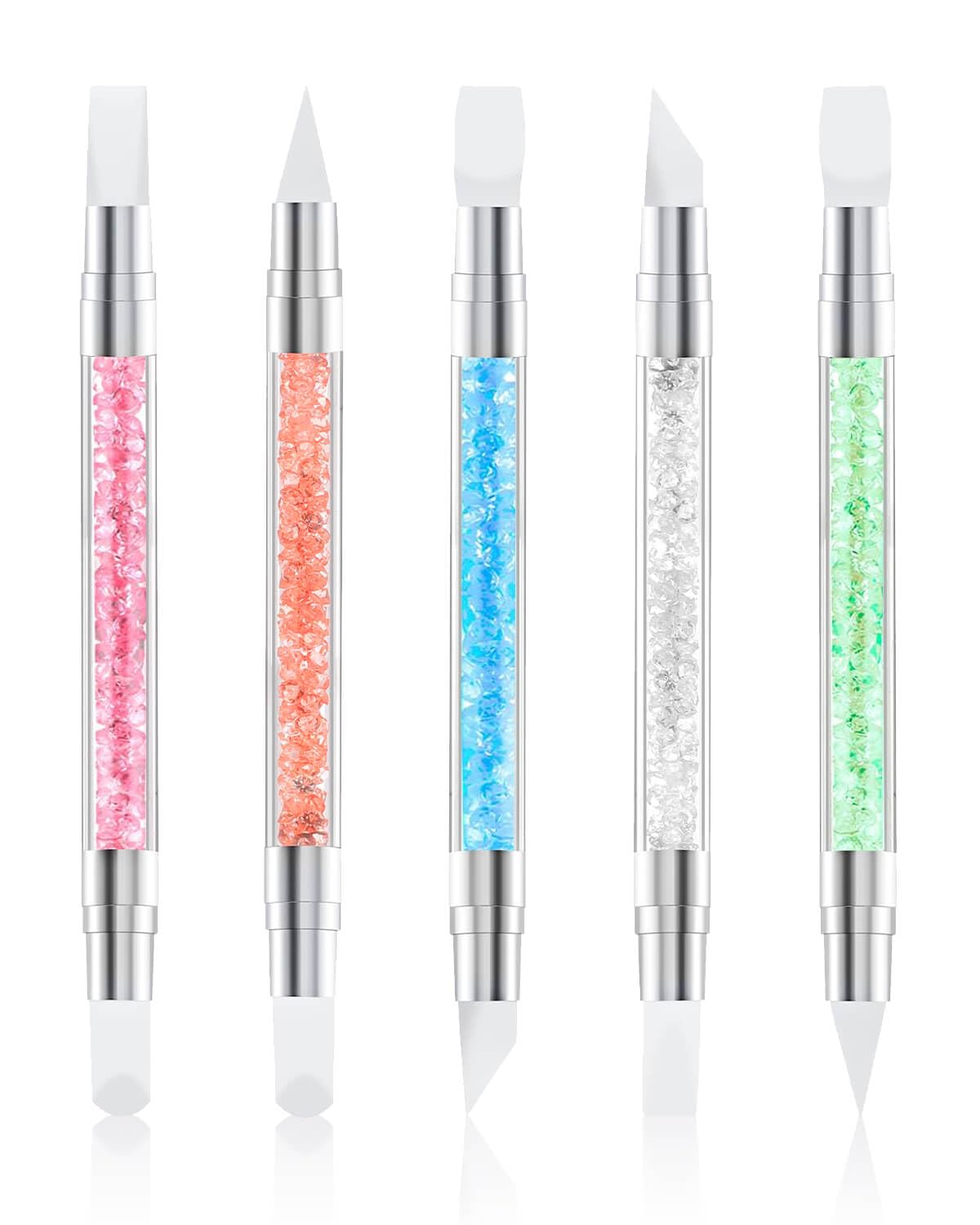 5 Pcs Dual-Tipped Silicone Nail Art Sculpture Pens - Acrylic Nail Carving Brushes for Rhinestones, Diamond Painting & Nail Polish - Perfect for DIY Home Salon & Professional Nail Art Design