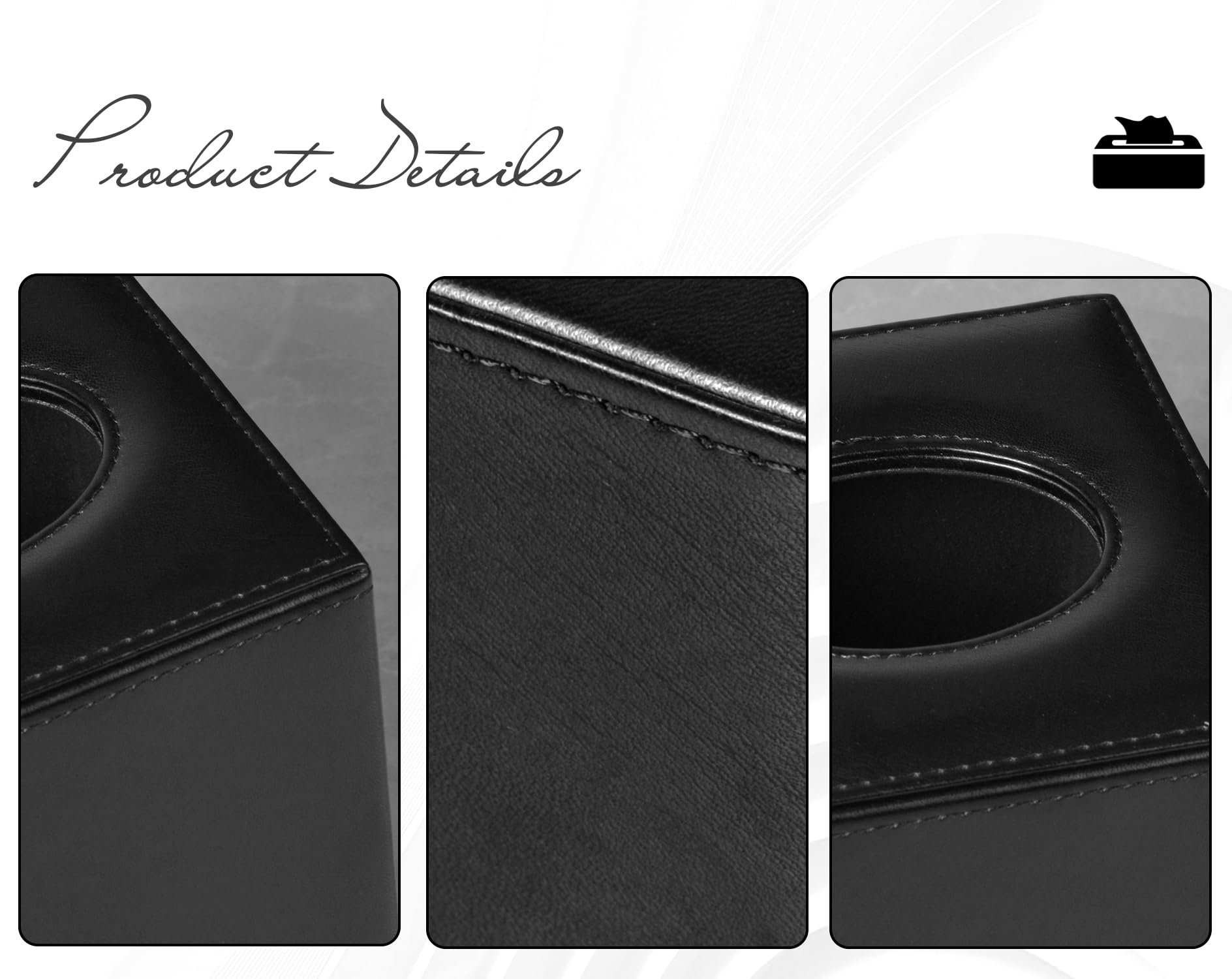 Black Rectangular Tissue Box Cover - Stylish Bathroom Tissue Holder for Home & Office Decor | Perfect for Vanity, Countertop, and Shelf Organization