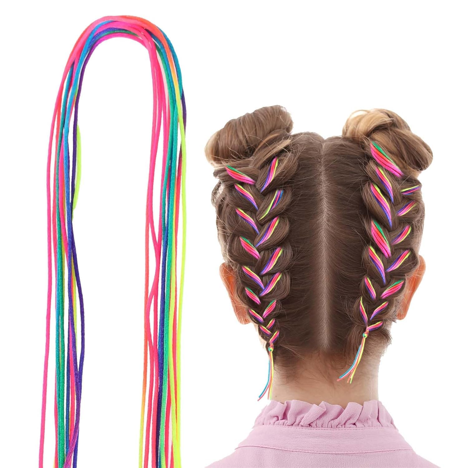 ZUGAD Rainbow Braiding Hair Ties - 22 Pack Colorful Hair Wrap Strings for Braids, Gradient Hair Rope Bands, Girls Hair Styling Accessories | Perfect for School, Parties & Everyday Hairstyles