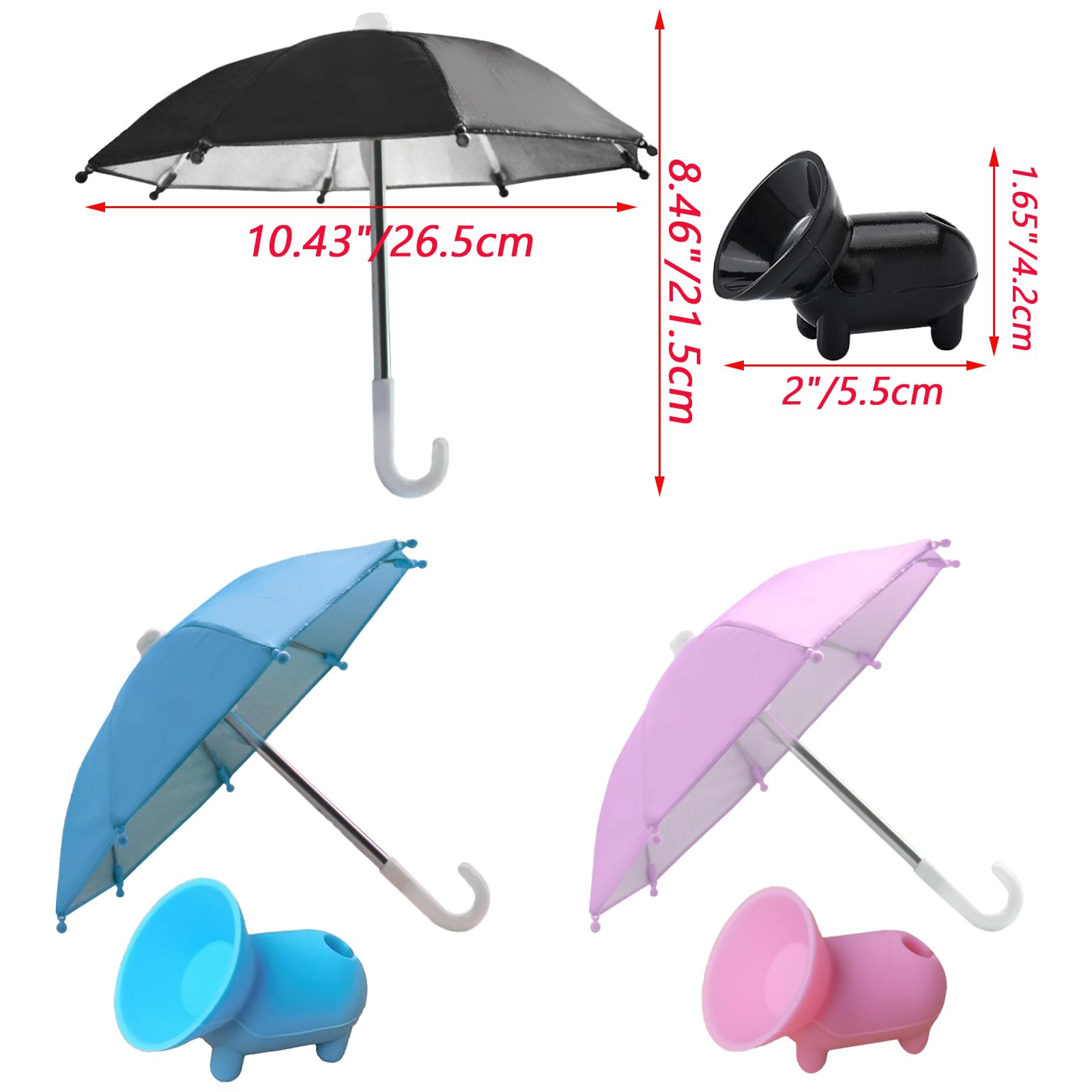 3 Pack Phone Sun Shade Umbrella with Adjustable Suction Cup Stand - Outdoor Sun Protection for Smartphones - Perfect for Beach, Pool, and Outdoor Activities