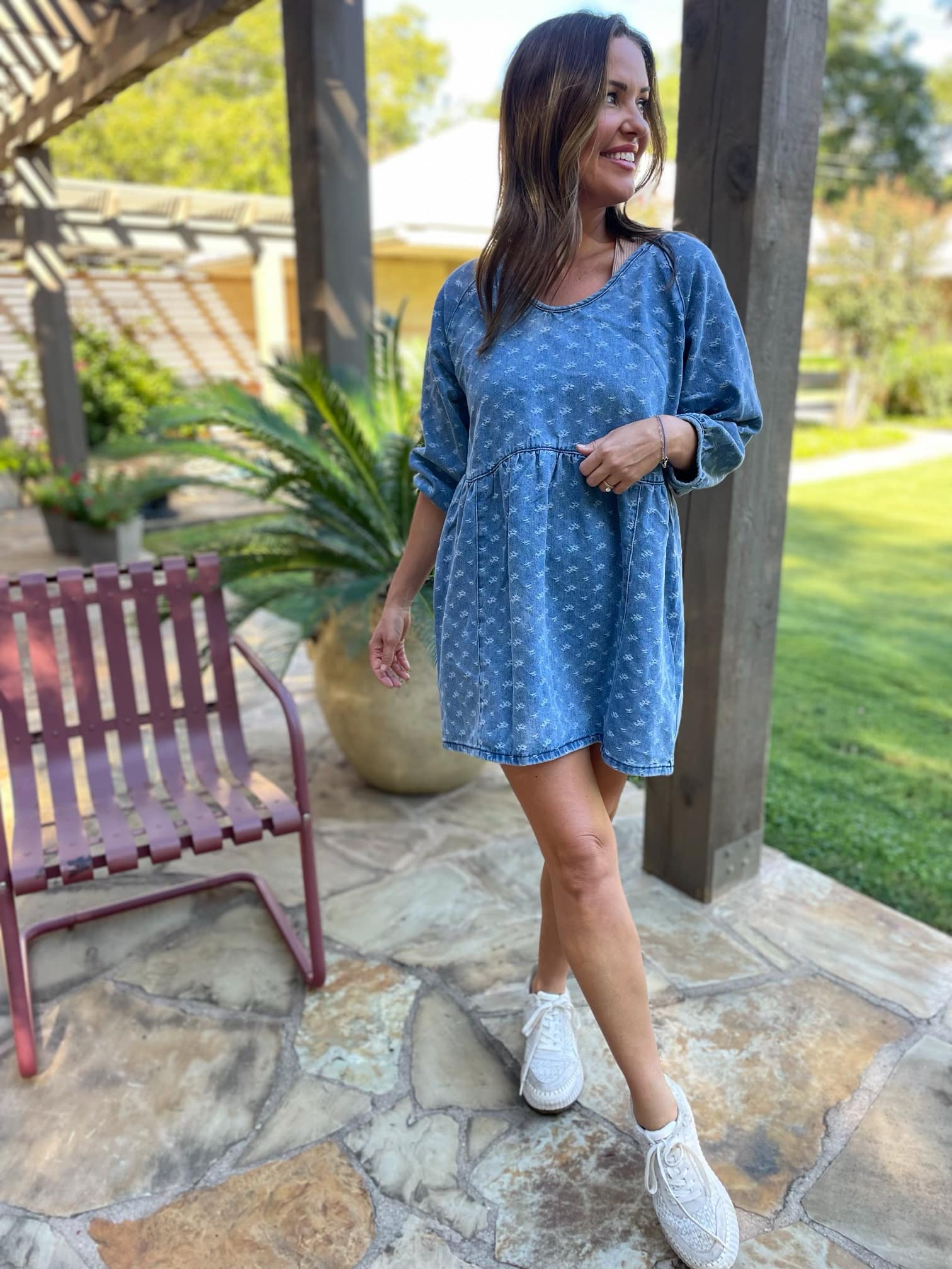 PREORDER: Alexa Denim Dress - Women's Casual Stretch Denim Dress with Pockets | Perfect for Everyday Wear, Date Nights & Office Outfits