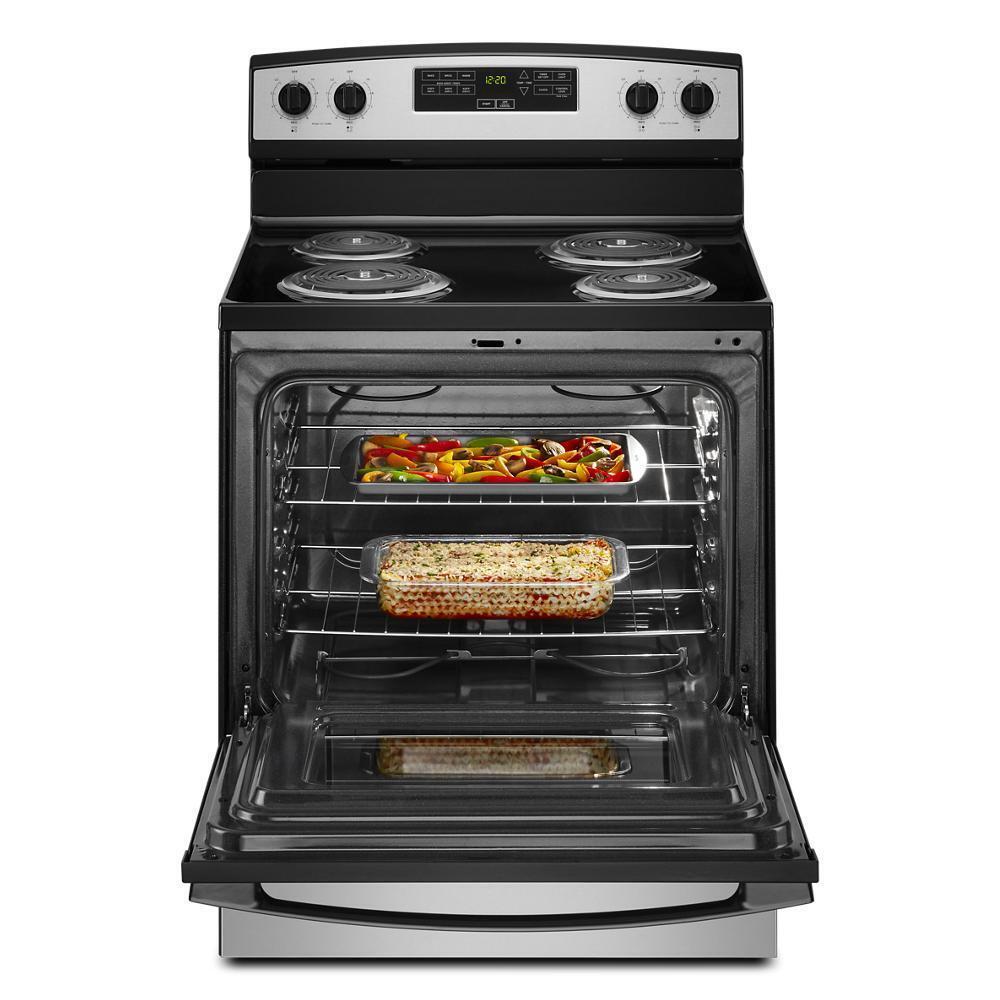 Amana ACR4303MMS 30 Inch Electric Range with Bake Assist Technology - Perfect for Baking, Roasting & Family Cooking in Modern Kitchens