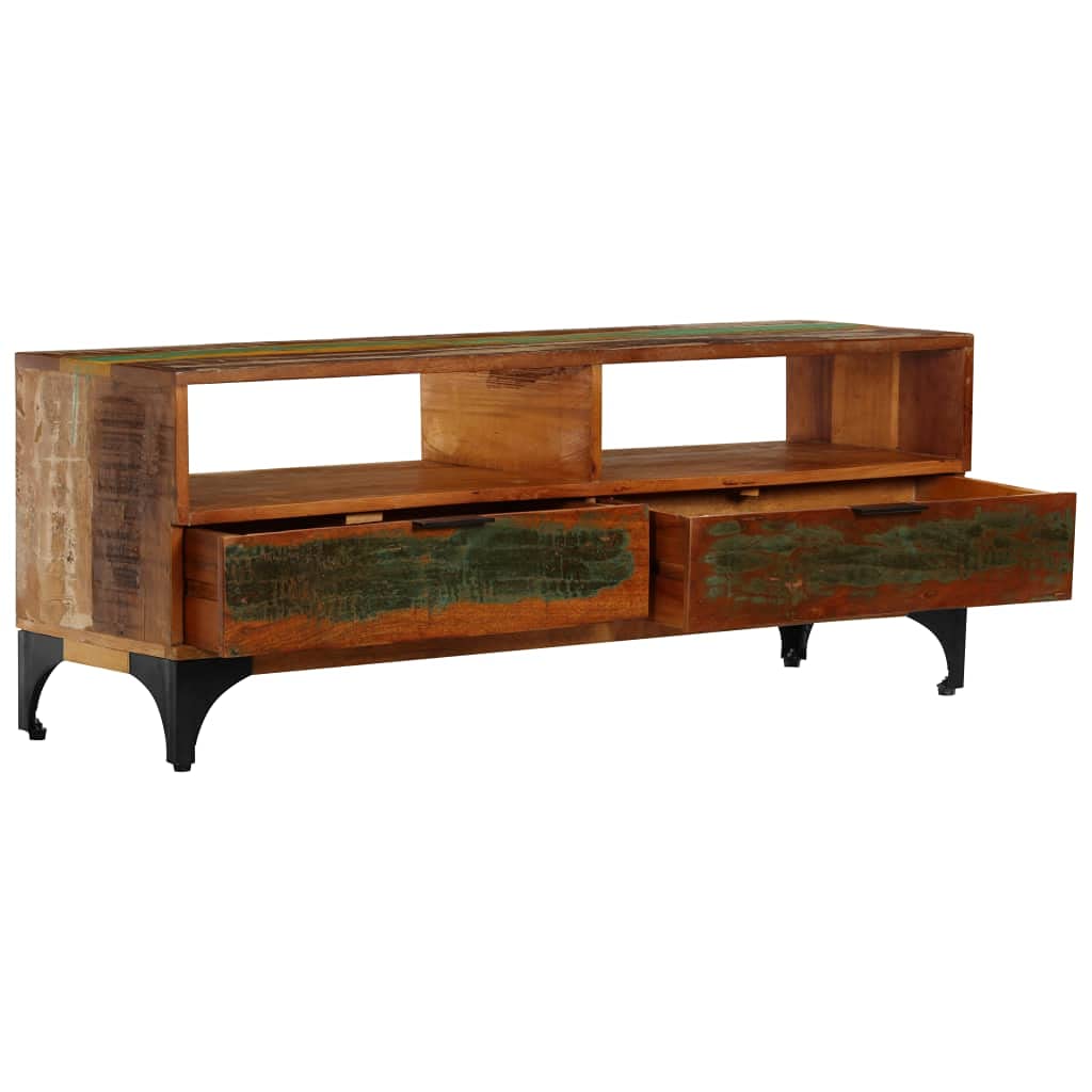 Vintage Reclaimed Wood TV Stand with 2 Drawers & 2 Compartments - 46.5