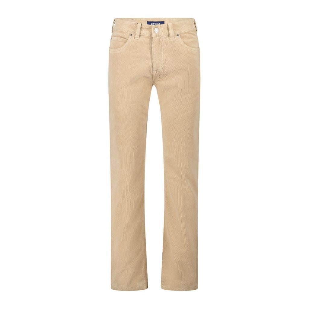 GARDEUR Bill 3 Corduroy Chino Pants for Men - Comfortable Slim Fit Casual Trousers in Ecru | Perfect for Office, Travel & Everyday Wear