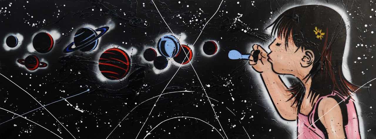 Little Bang Theory 160cm x 60cm Galaxy Textured Urban Pop Art Canvas Painting - Modern Wall Decor for Living Room, Bedroom & Office