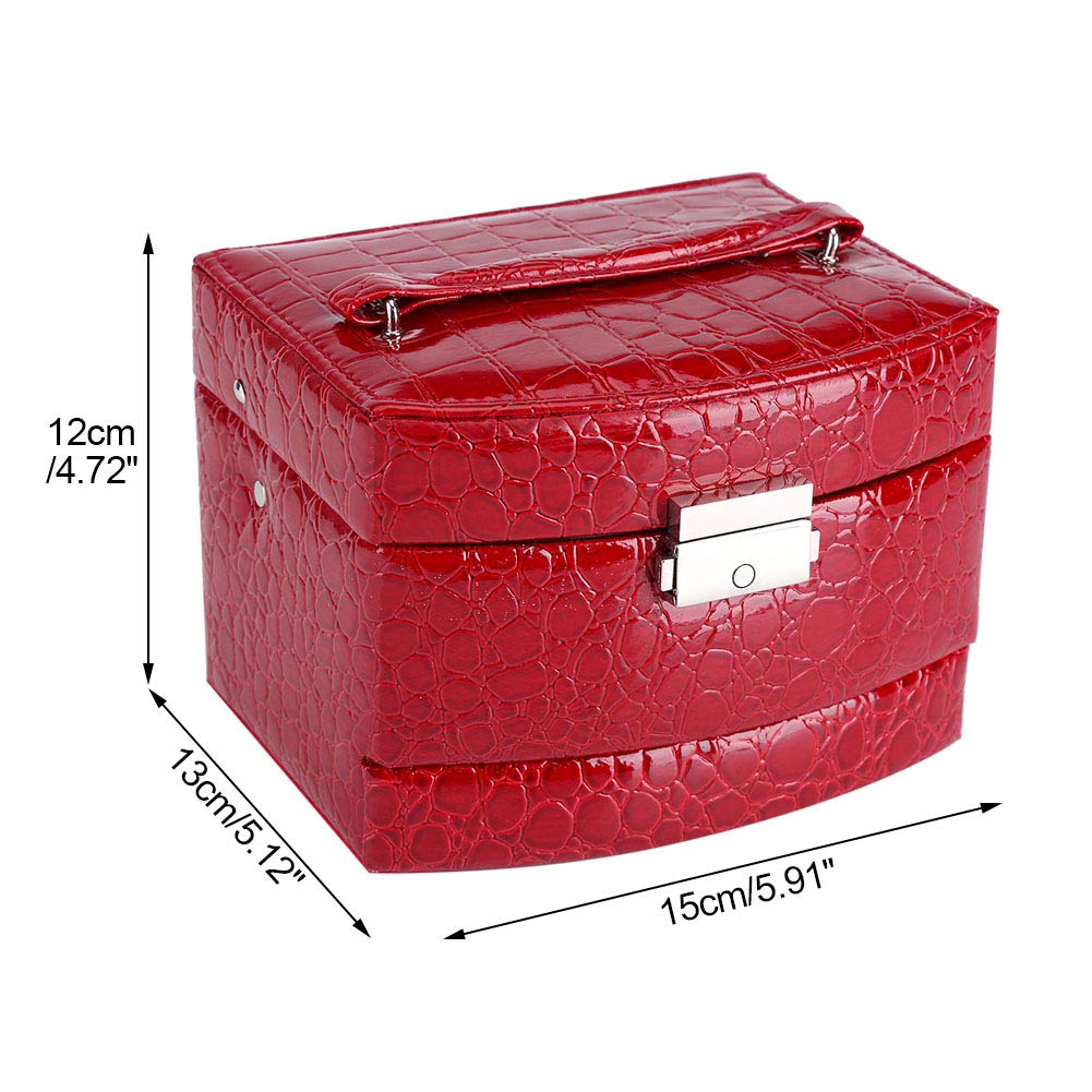 3-Layer Jewelry Box for Necklace & Ring Storage - Elegant Red Jewelry Organizer Case, Perfect Gift for Women - Home & Travel Jewelry Storage Solution