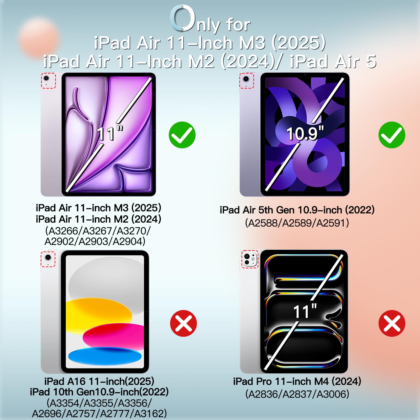 JETech Slim Stand Hard Back Shell Cover for iPad Air 11-Inch M3/M2 (2025/2024) & iPad Air 5 (2022 5th Generation 10.9-Inch) | Auto Wake/Sleep Protective Case in Light Purple | Perfect for Work, Travel & Home Use