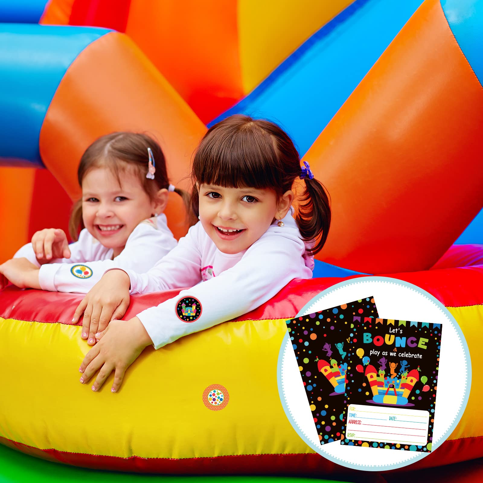30 Pack Bounce House Birthday Party Invitations - Jumping Trampoline Themed Invite Cards with Envelopes & Stickers - Fun Kids Party Decorations for Boys & Girls - Perfect for Backyard Bounce Parties, School Events & Birthday Celebrations