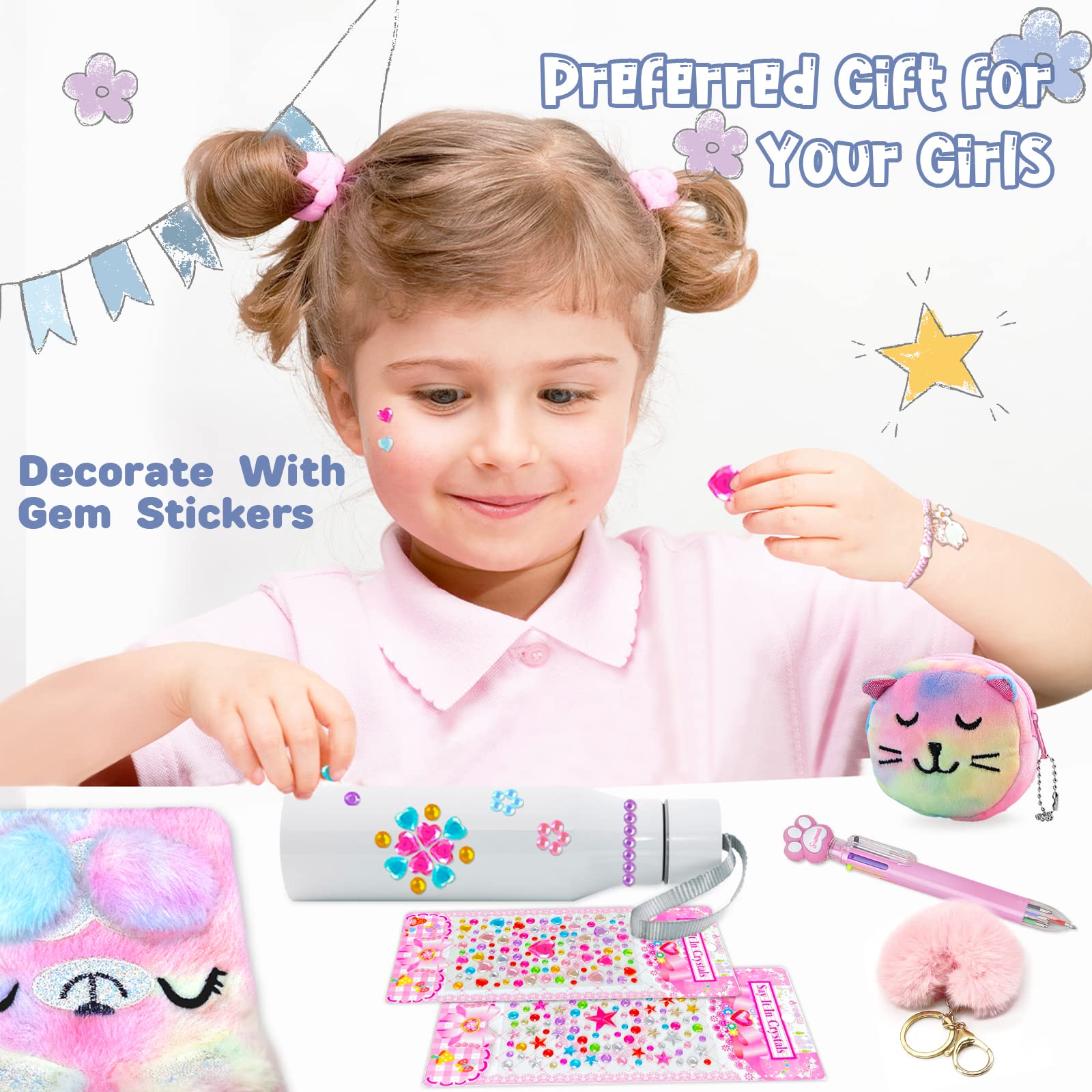 Homicozy Bear Lockable Diary for Girls - Kids Journal with Keys, School Travel Notebook Set for Writing & Drawing, Plush Secret Diary with Multicolor Pens, Stickers & Keychain - Perfect for School, Travel, Birthday Gifts & Secret Keeping