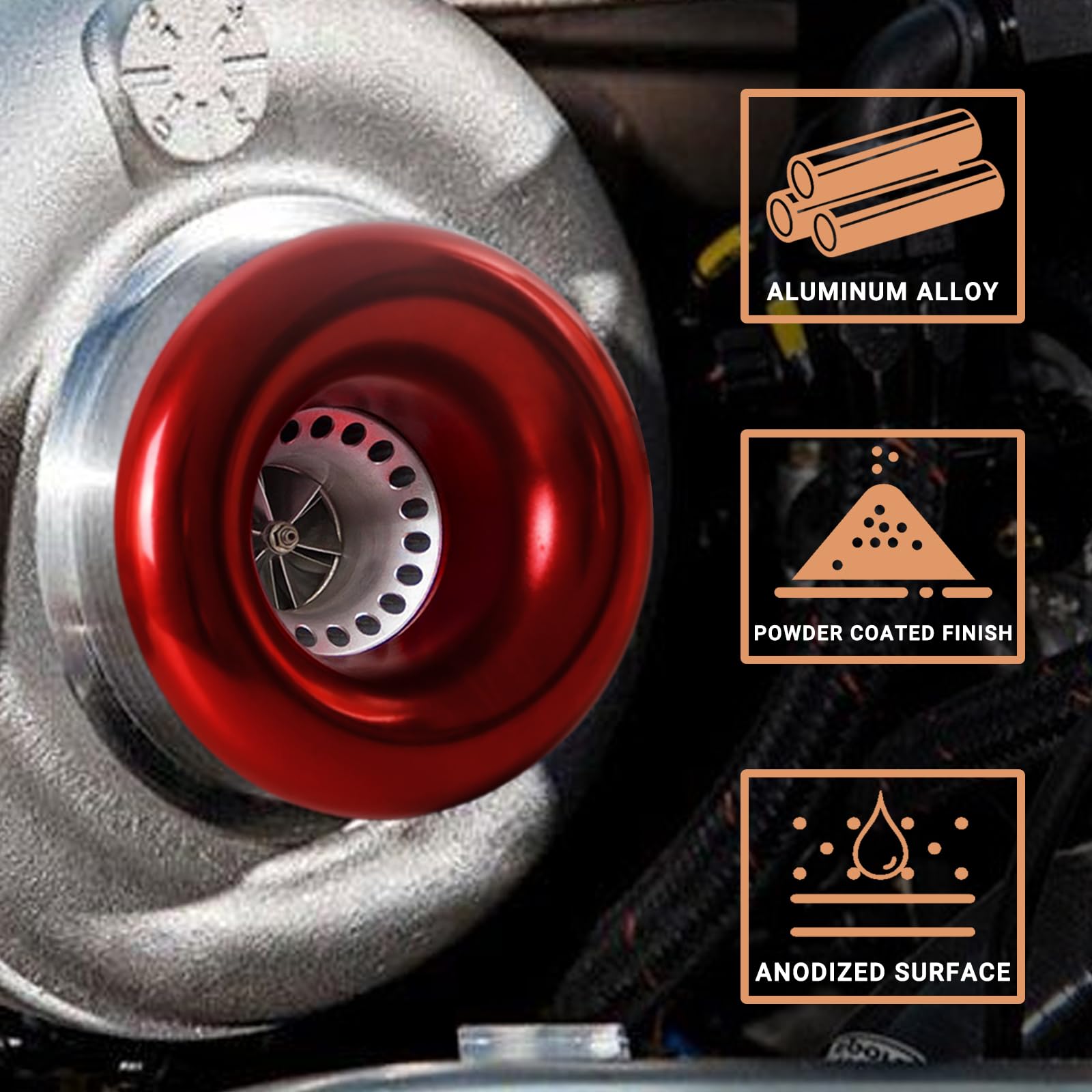 High-Performance 3 Inch Red Aluminum Velocity Stack Adapter - Turbo Guard Air Intake for Car & Truck Engines - Perfect for Racing, Off-Road & Performance Upgrades