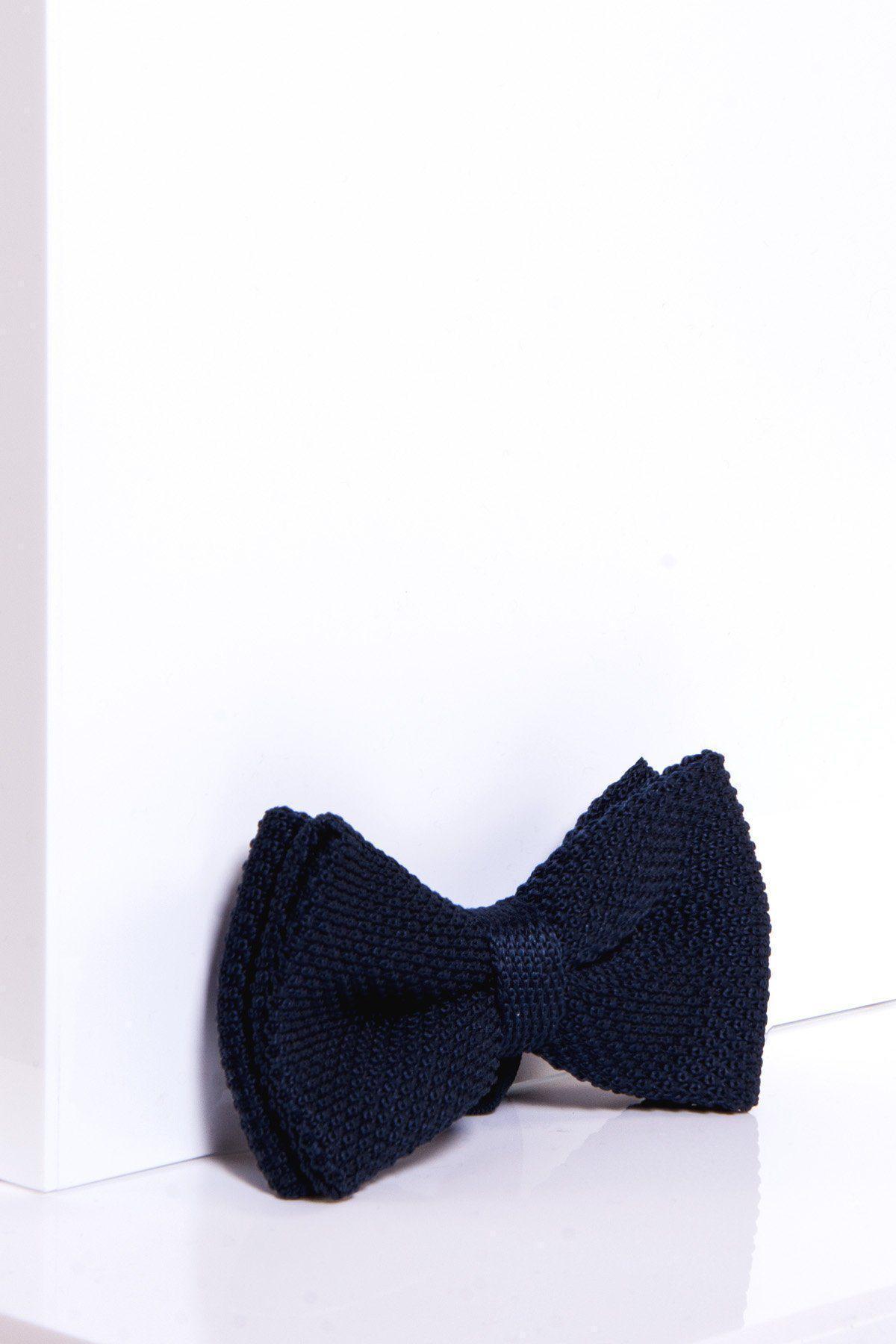 Premium Navy Knitted Double Layer Bow Tie for Men - Elegant Formal & Casual Accessory for Weddings, Parties, and Business Events