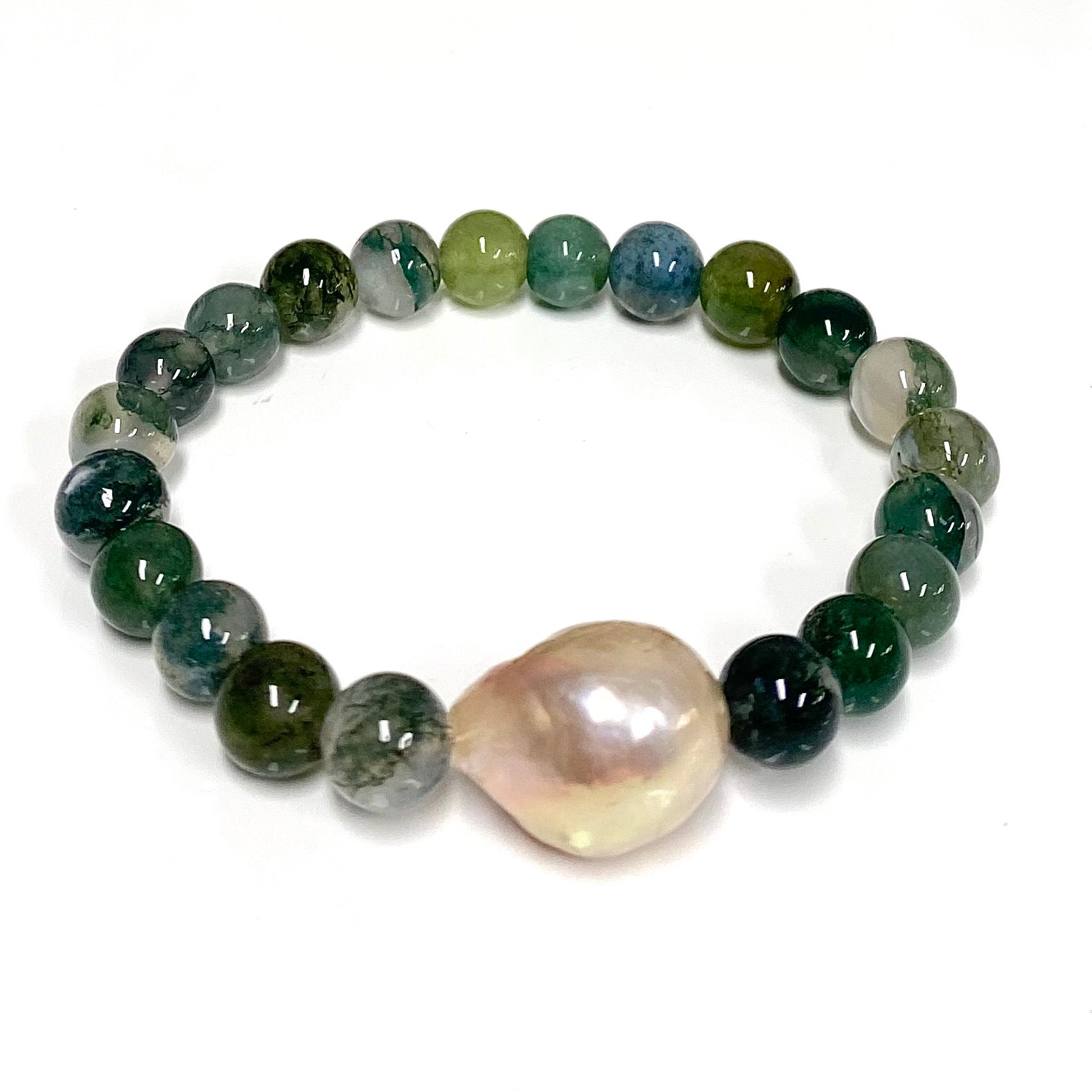 Edison Pearl & Gemstone Stretchy Bracelet (B538) - Elegant Handmade Jewelry for Women, Perfect for Parties, Weddings & Everyday Wear