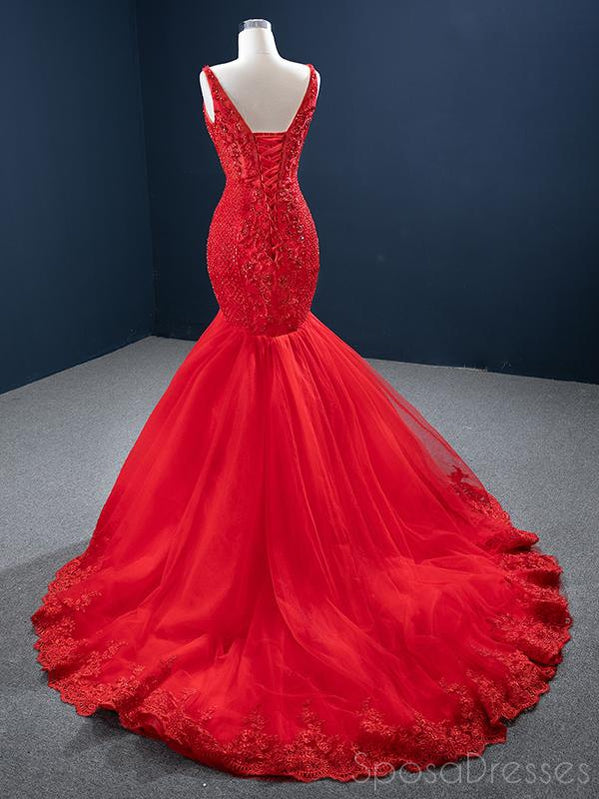 Mermaid Red Sleeveless Beaded Prom Dress for Sweet 16 | Elegant Formal Gown with Sparkling Details | Perfect for Homecoming, Quinceañera & Evening Parties