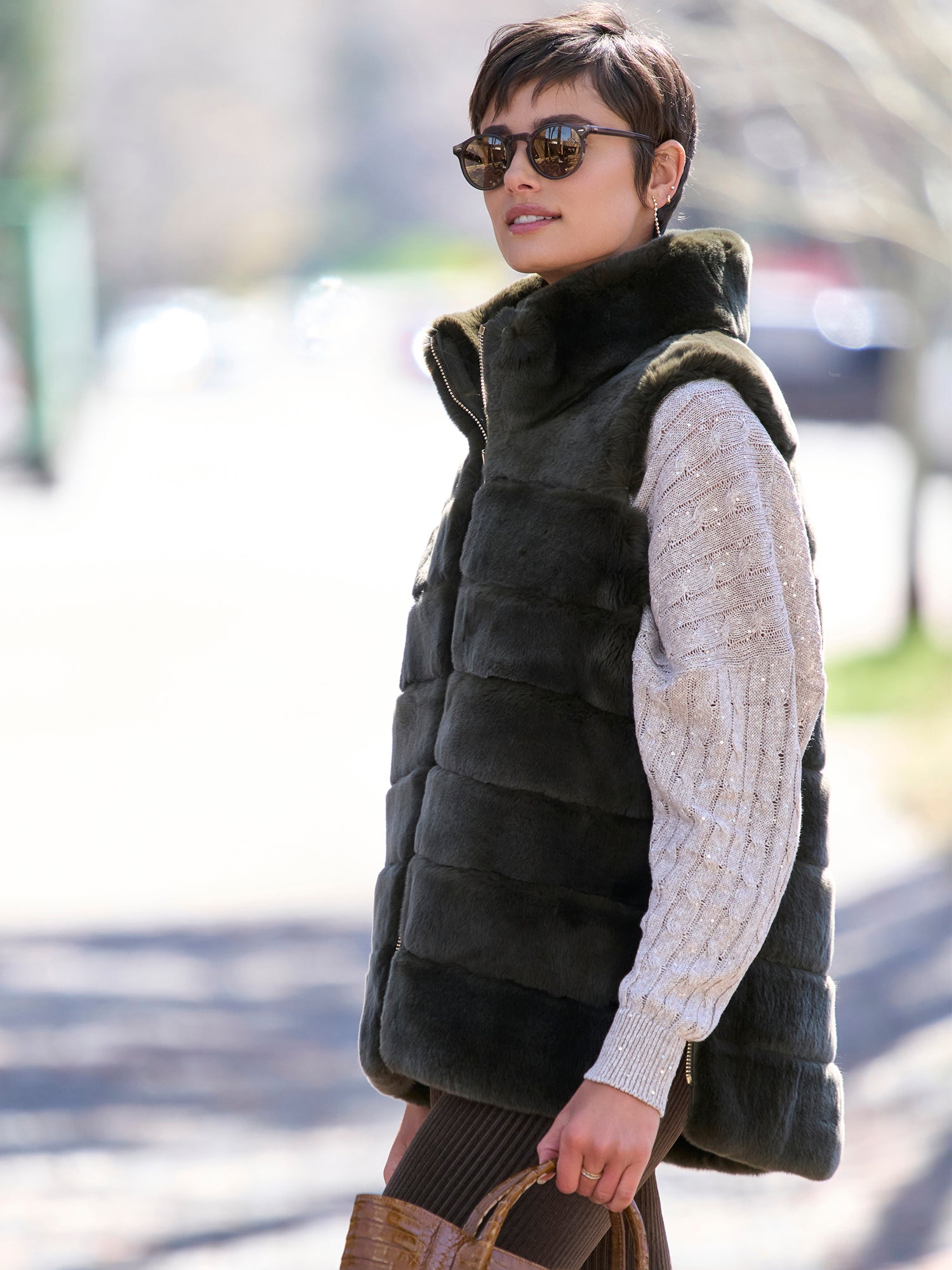 Sarah Rex Fur Vest for Women - Cozy Winter Fashion Outerwear - Perfect for Casual Outings, Parties & Cold Weather