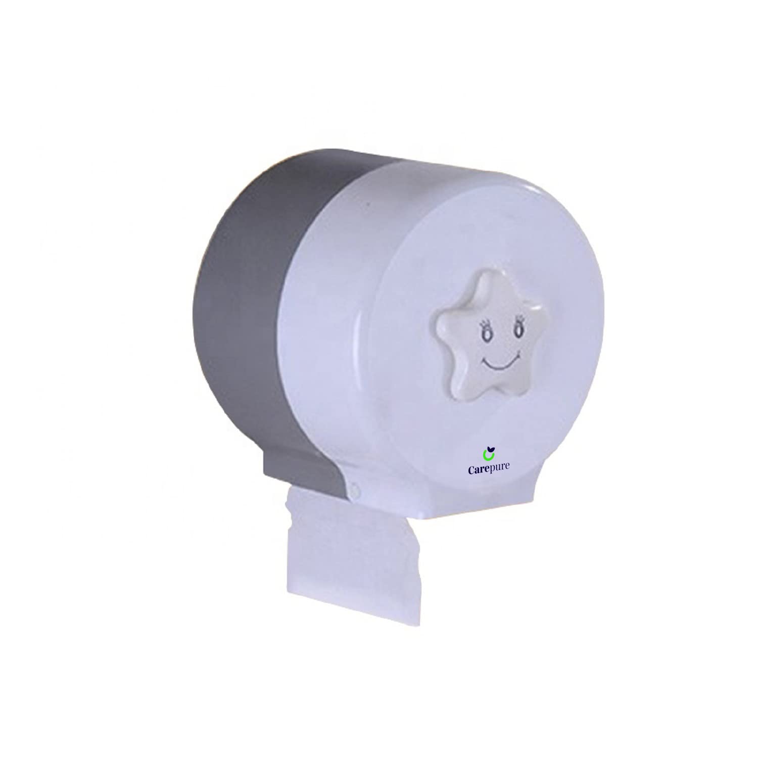 Wall Mounted Mini Toilet Paper Holder Dispenser - ABS Plastic Round Tissue Roll Dispenser with Free Toilet Roll (White) | Space-Saving Bathroom Organizer for Small Spaces, RVs & Compact Toilets