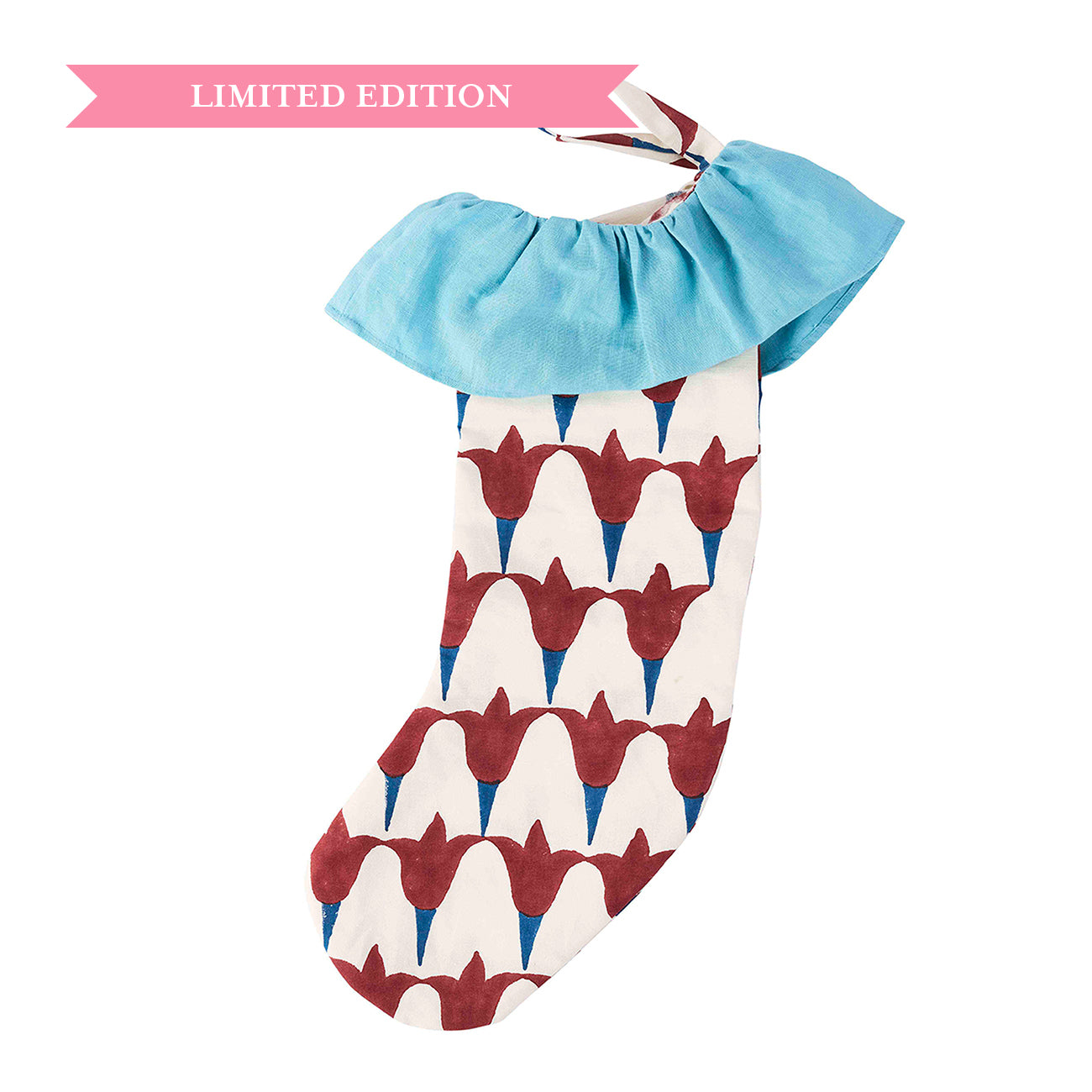 Stocking Tulip Indigo Iron with Isabella Sky Frill - Elegant Floral Stockings for Women, Perfect for Vintage Outfits, Tea Parties and Romantic Occasions