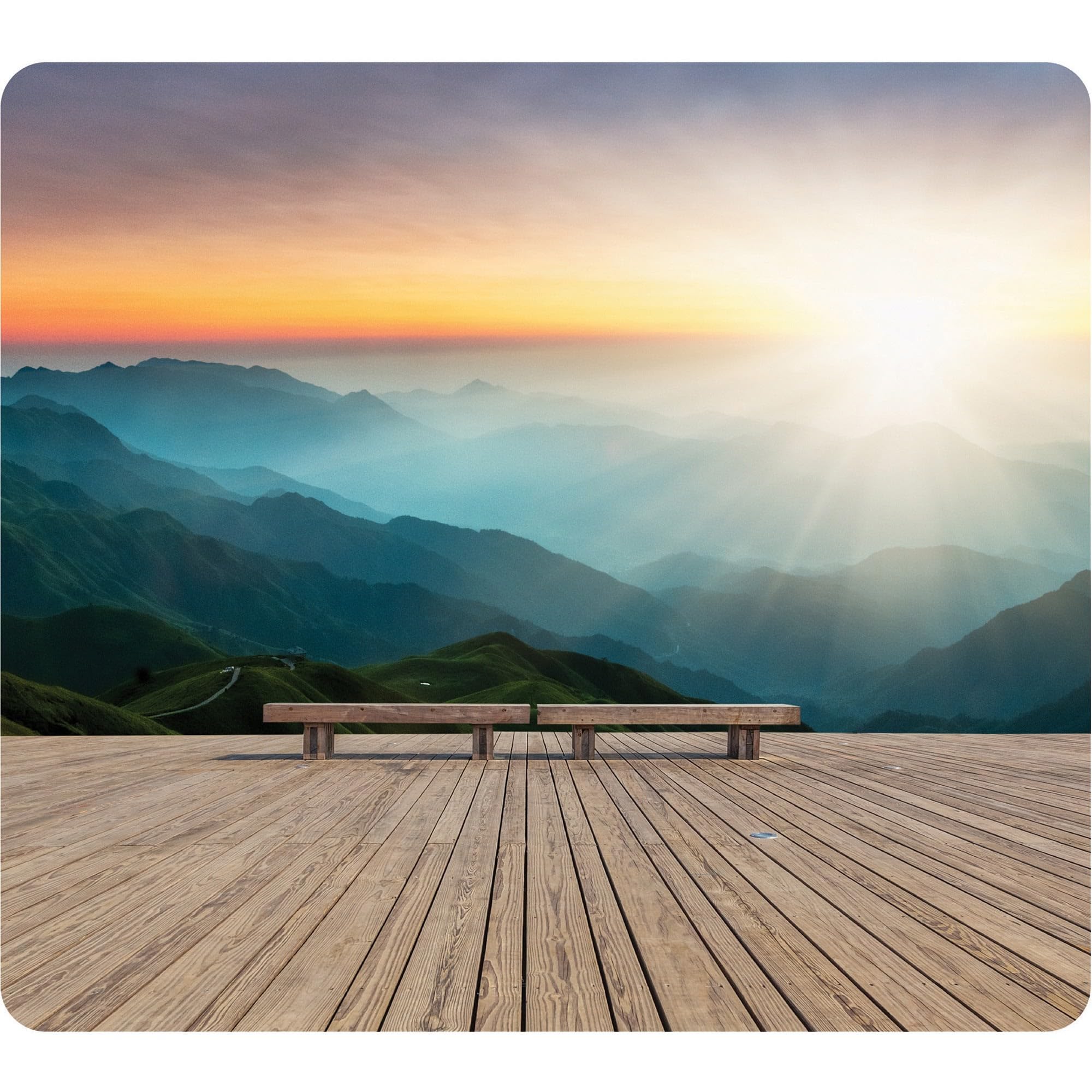Eco-Friendly Recycled Mouse Pad by Fellowes - Mountain Sunrise Design (FEL5916201) | Ergonomic Desk Accessory for Office & Home Workspace | Perfect for Computer, Laptop & Gaming Setup