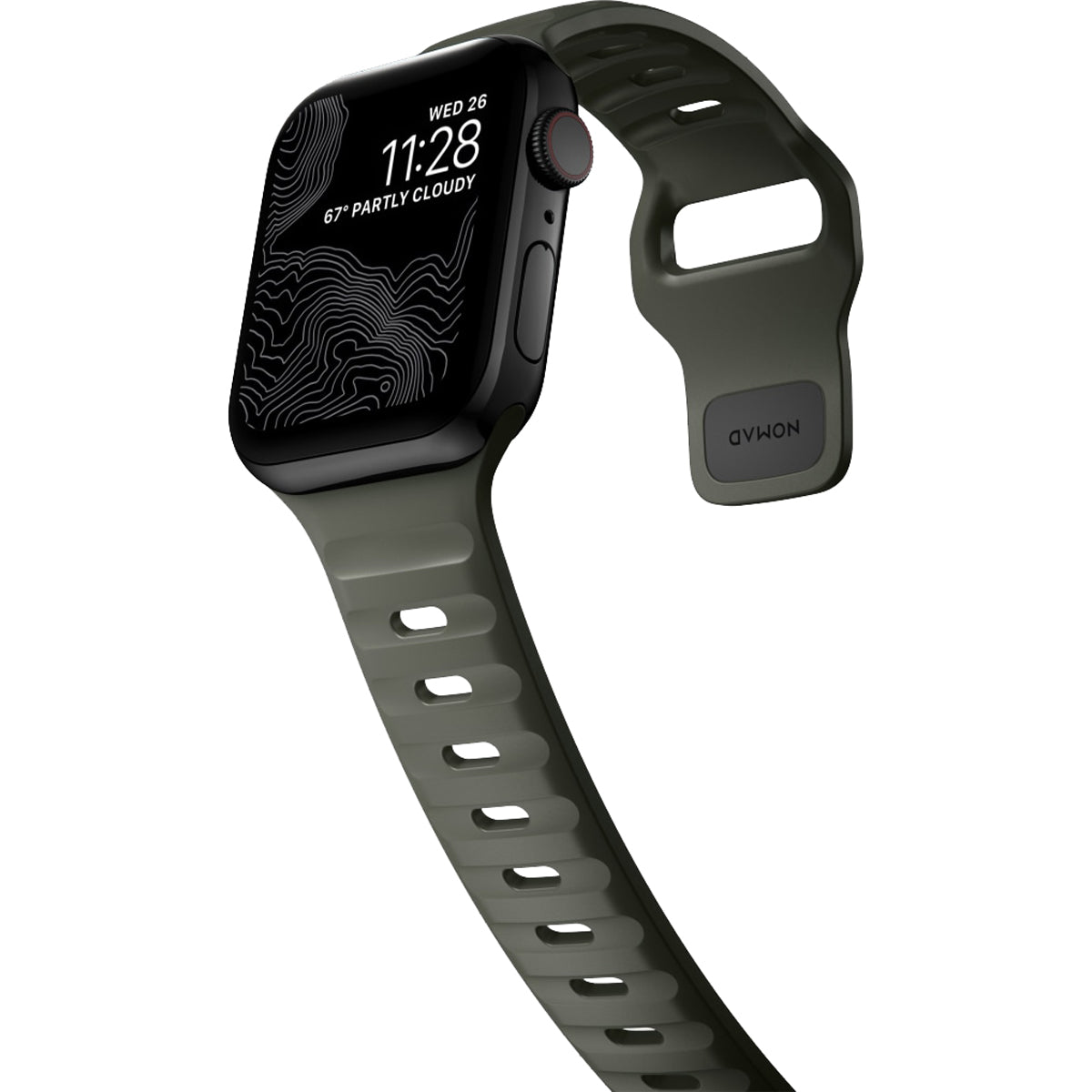 Nomad Sport Band for Apple Watch 45mm / 49mm - Premium Durable Ash Green Silicone Strap | Perfect for Workouts, Running & Everyday Wear