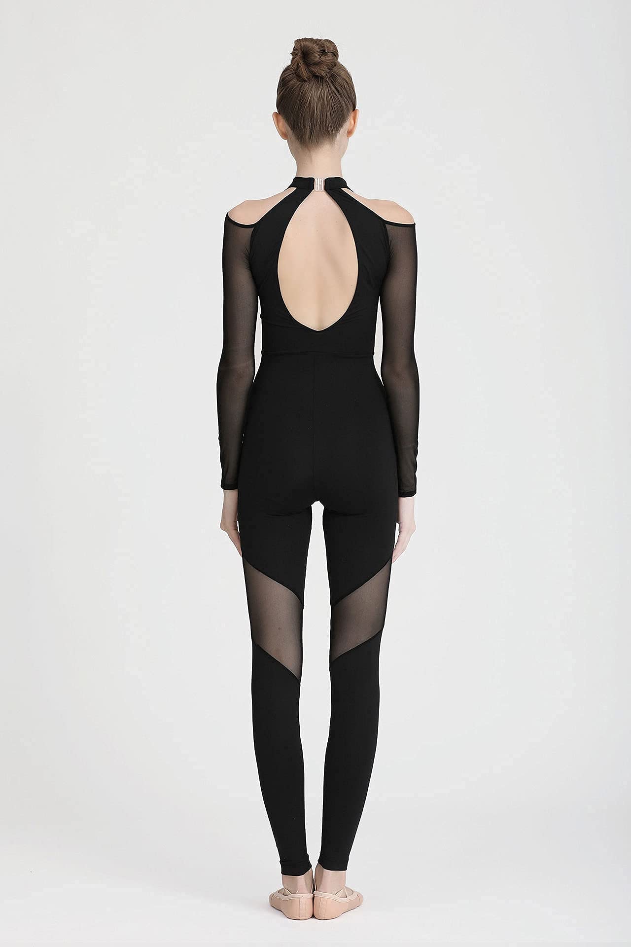 Women's Long Sleeve Dance Unitard with Soft Mesh Panel - Stretchy & Comfortable Leotard for Ballet, Yoga, Gymnastics & Performance Wear
