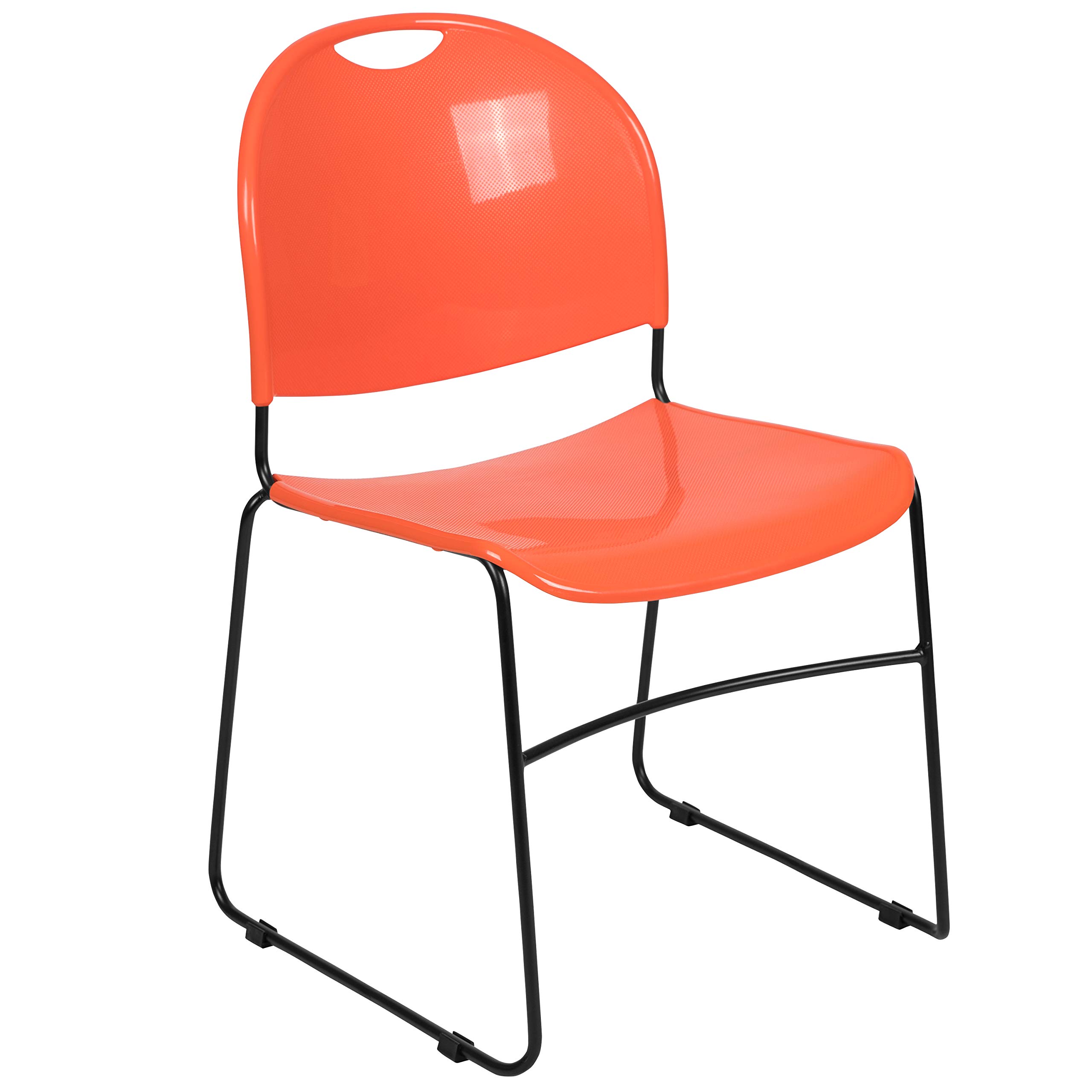 EMMA + OLIVER Orange Ultra-Compact Stackable School Chair - Space-Saving Office Guest Chair & Student Desk Chair for Classrooms, Dorm Rooms, and Small Spaces
