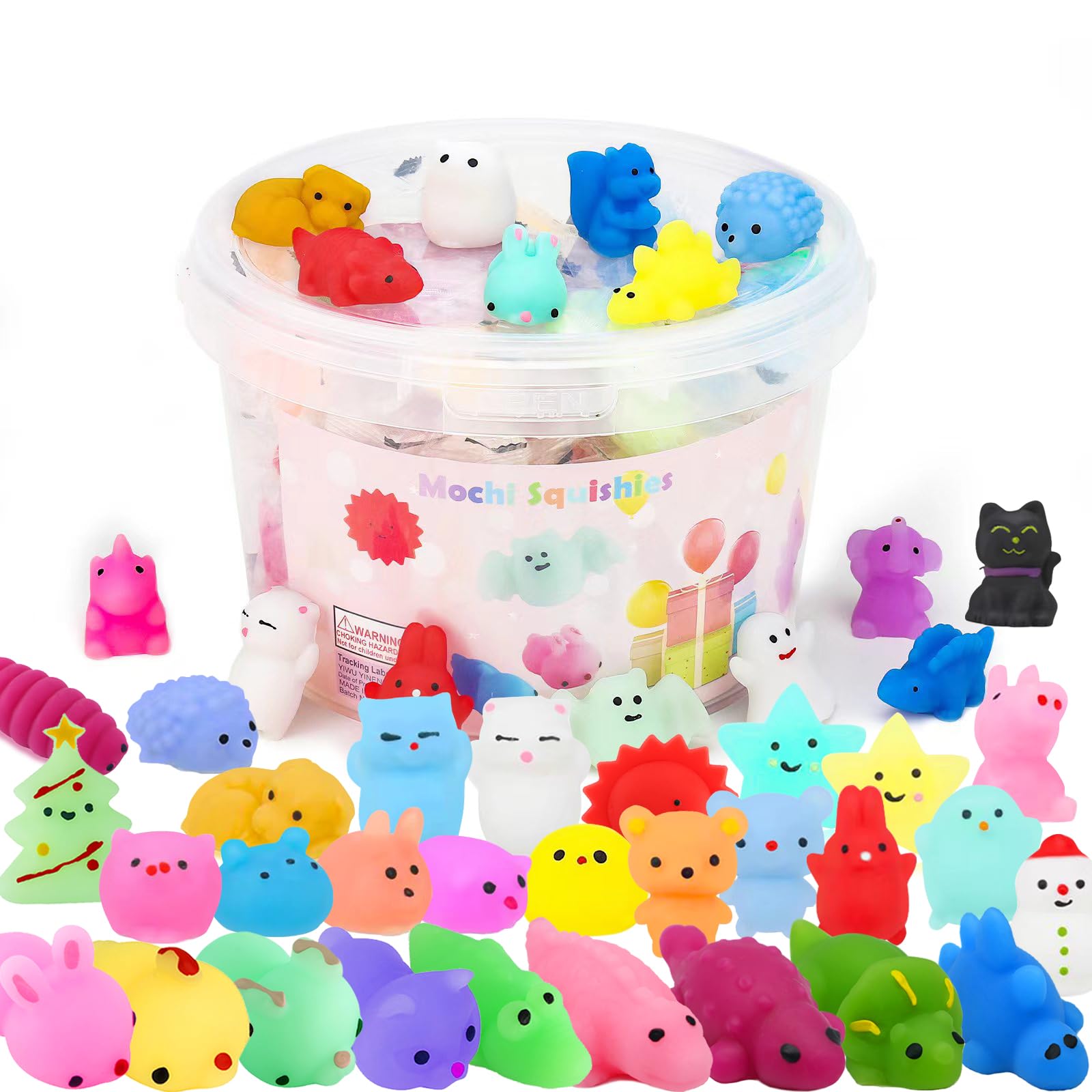 100 PCS Kawaii Mochi Squishy Toys - Stress Relief & Anxiety Toys for Kids, Party Favors, Classroom Prizes - Perfect for Birthdays, Halloween, Easter, Christmas & More - Fun Sensory Play & Relaxation Gifts