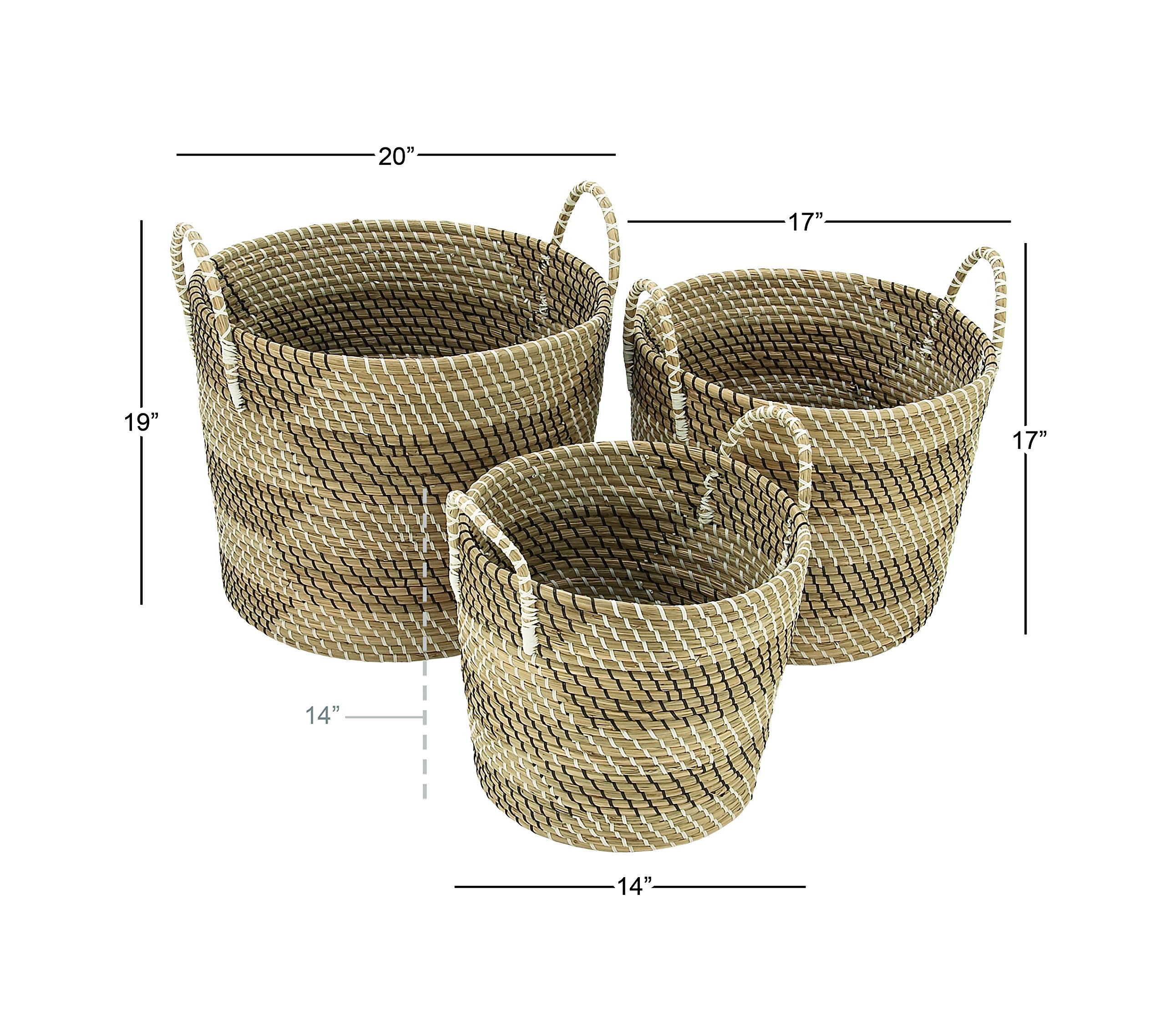 Deco 79 Handwoven Seagrass Storage Baskets - Set of 3 (14