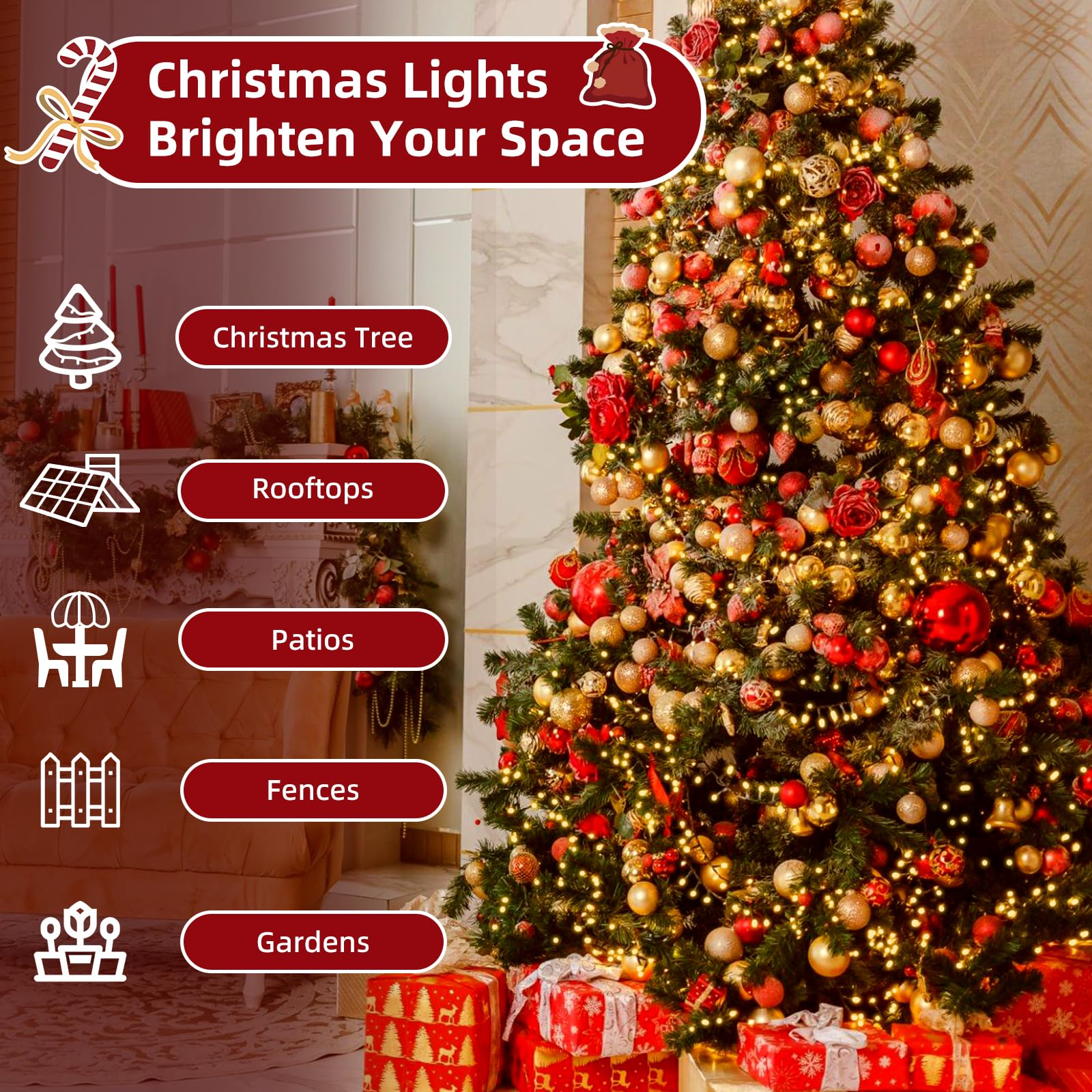 240 Count 66FT LED Mini Christmas Lights - UL Certified Waterproof Connectable String Lights with Green Wire, Warm White for Christmas Tree, Wreath & Holiday Decor - Perfect for Indoor/Outdoor Home, Party & Wedding Decoration
